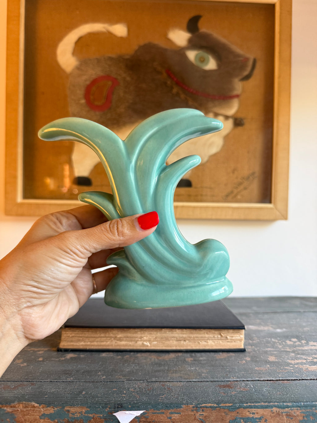 Vintage 1940s McCoy Pottery Aqua Swan Cornucopia Vase