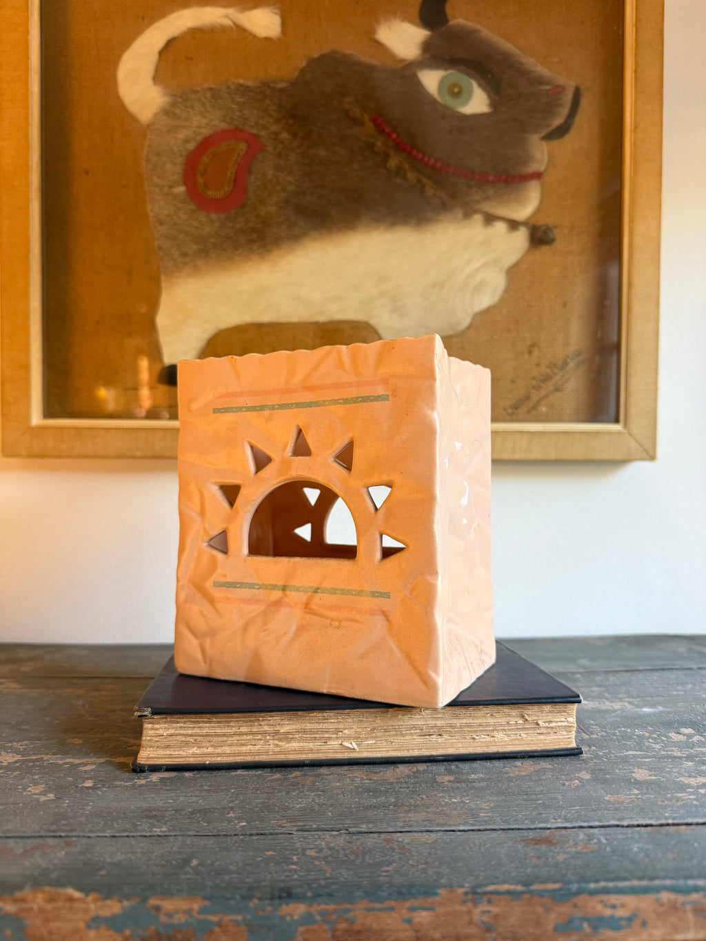Vintage Treasure Craft Southwest Sun Ceramic Luminary