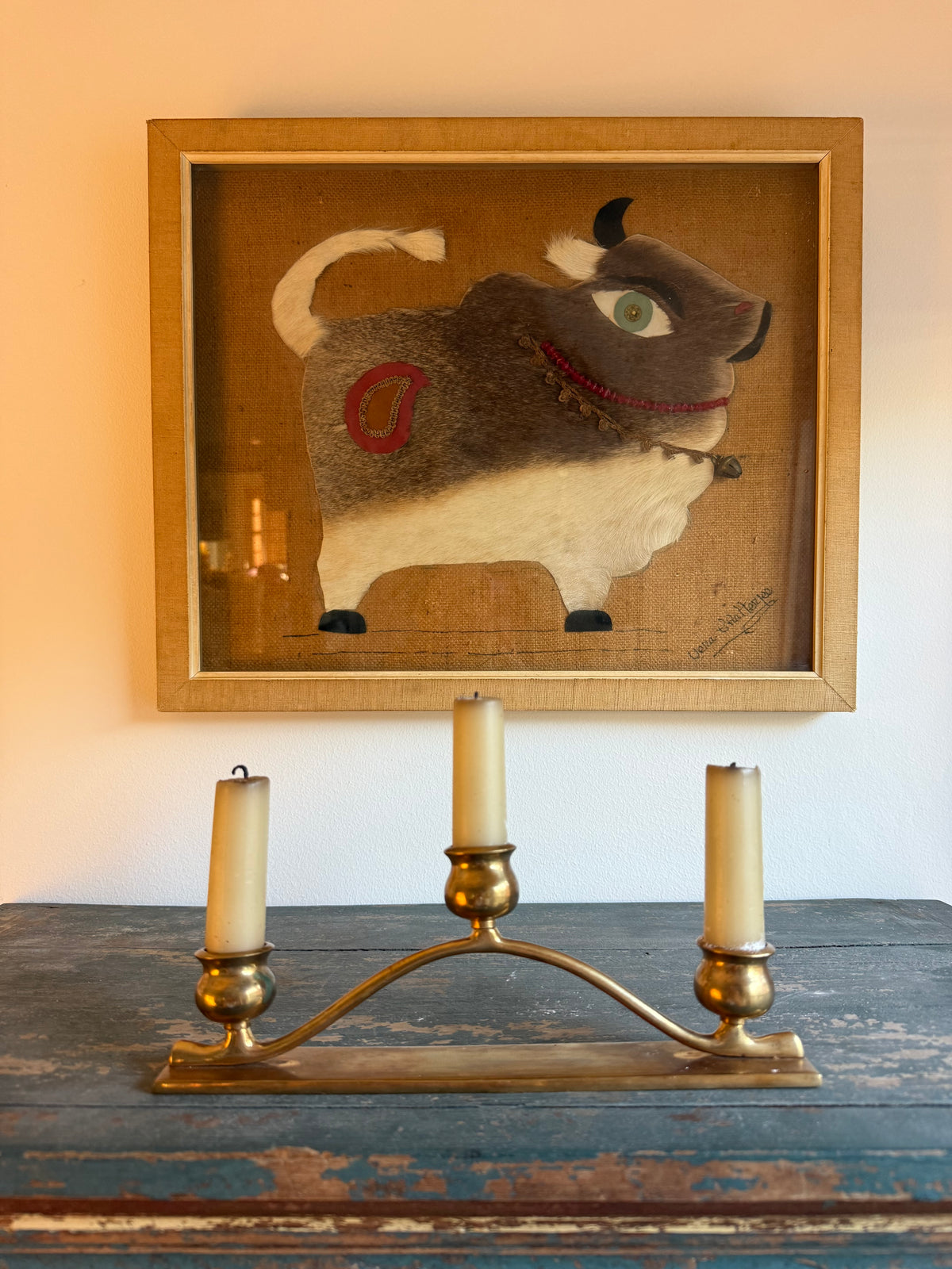 Vintage Brass Three-Light Candelabra