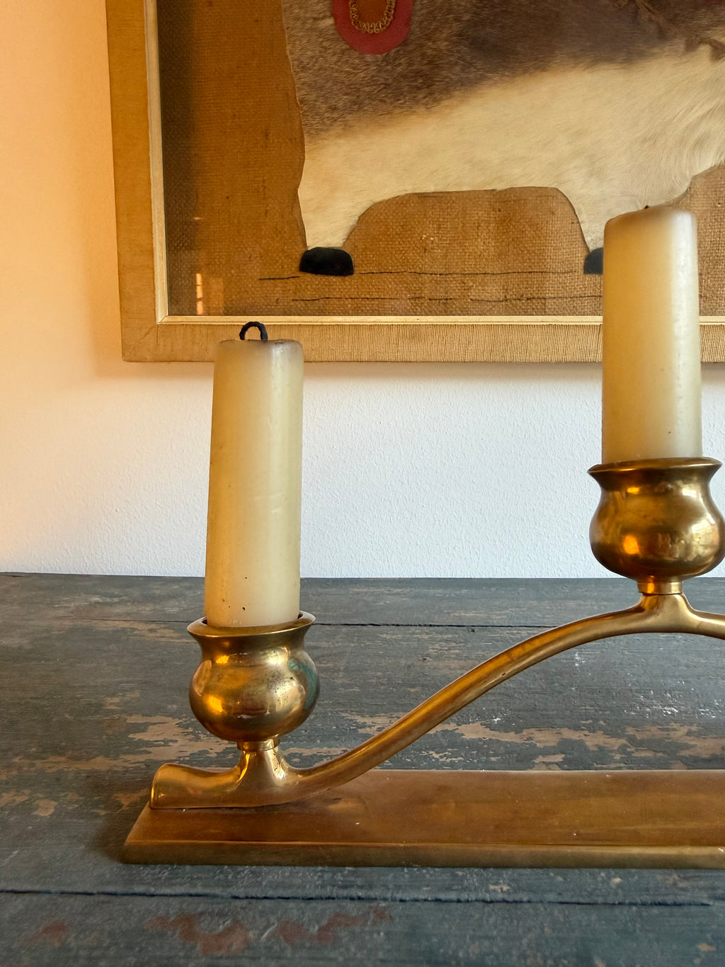 Vintage Brass Three-Light Candelabra