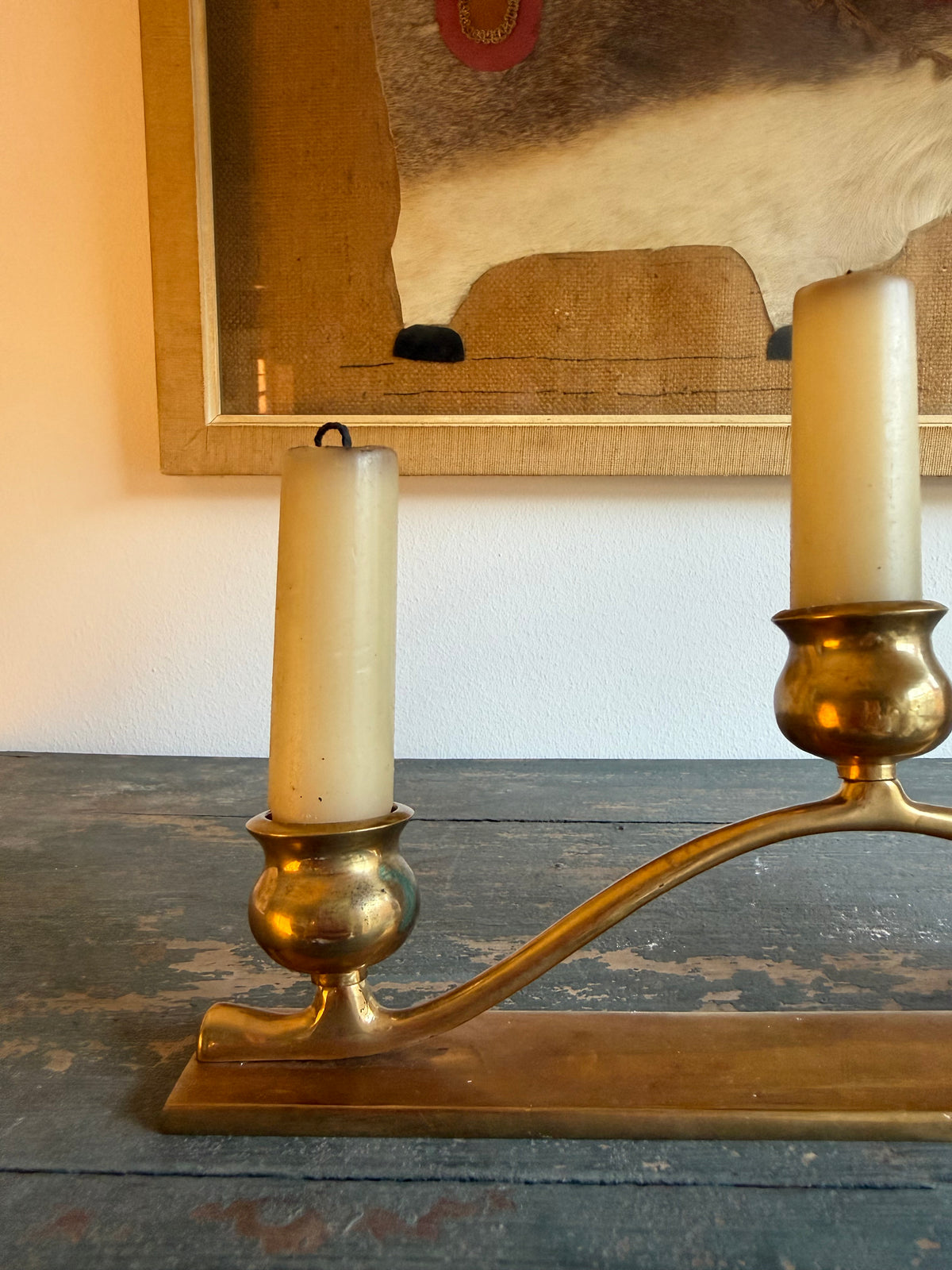 Vintage Brass Three-Light Candelabra