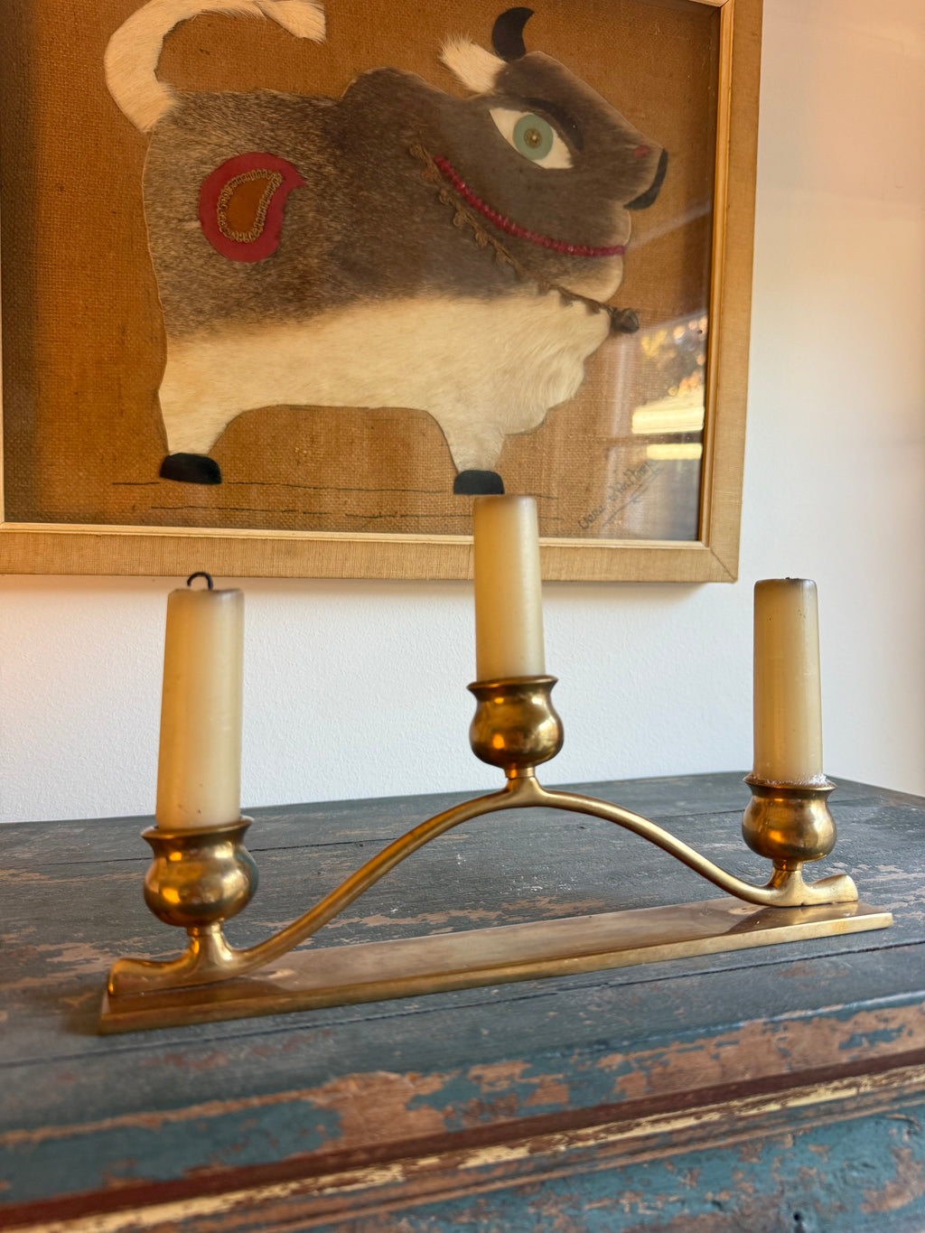 Vintage Brass Three-Light Candelabra