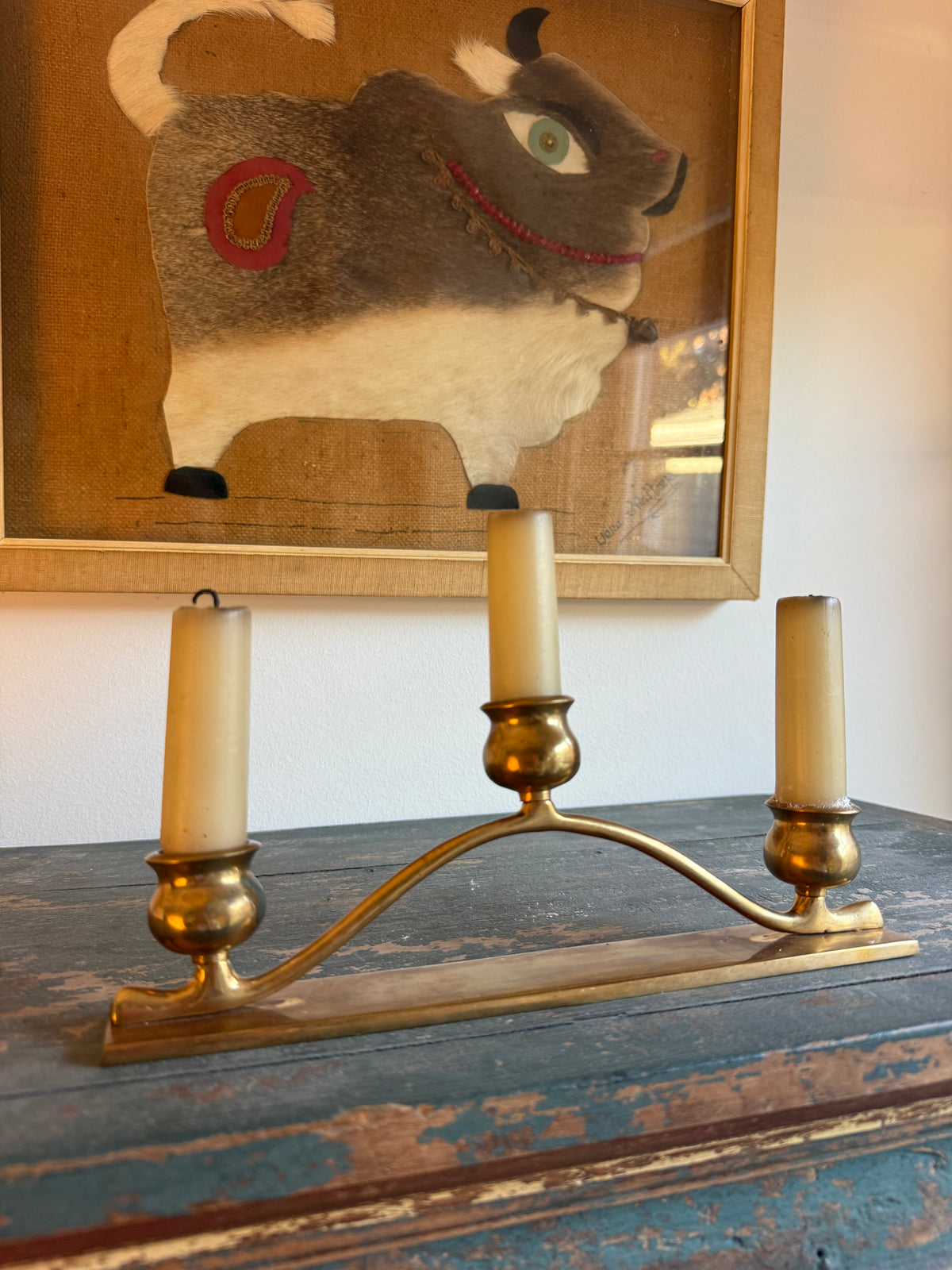 Vintage Brass Three-Light Candelabra