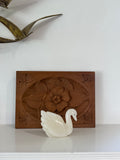 Vintage Carved Alabaster Swan Sculpture