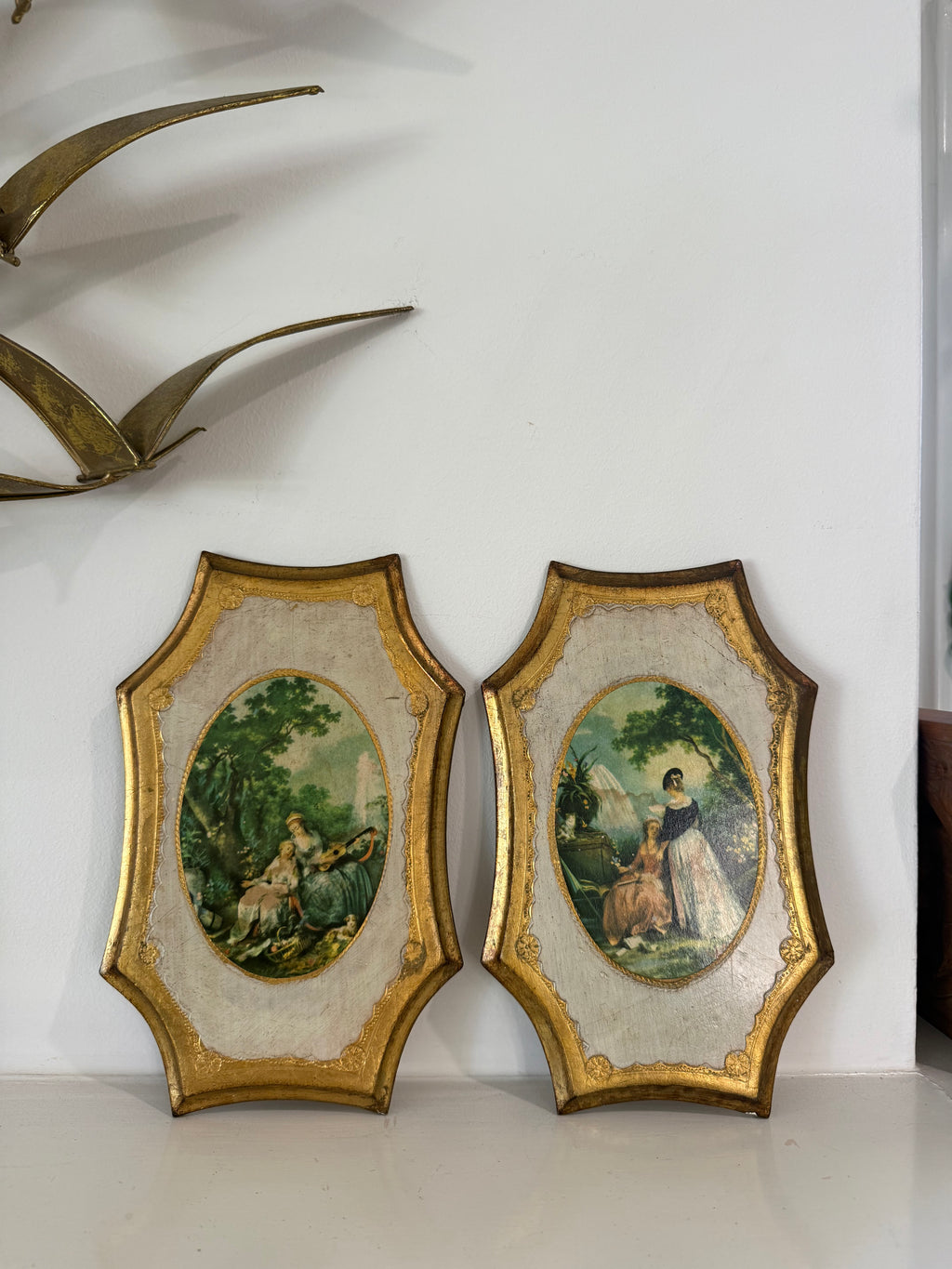 Pair of Vintage Italian Florentine-Style Wall Plaques
