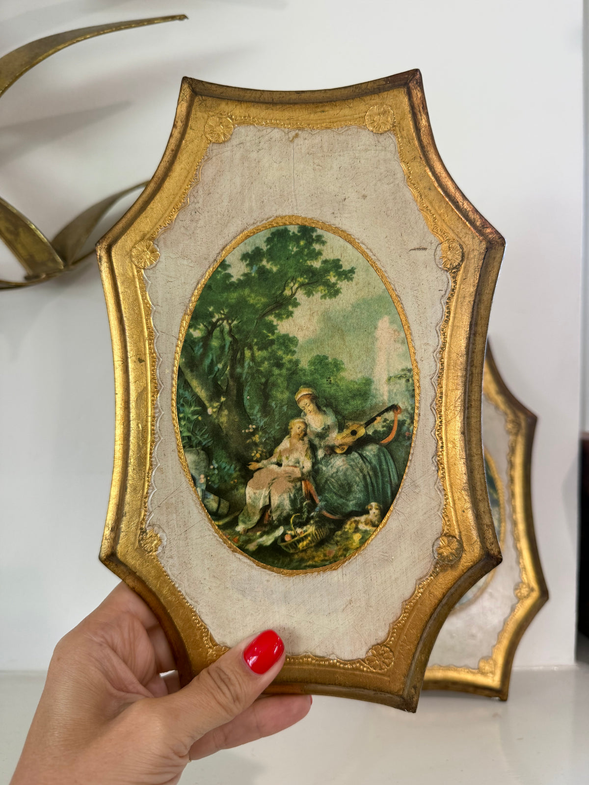 Pair of Vintage Italian Florentine-Style Wall Plaques