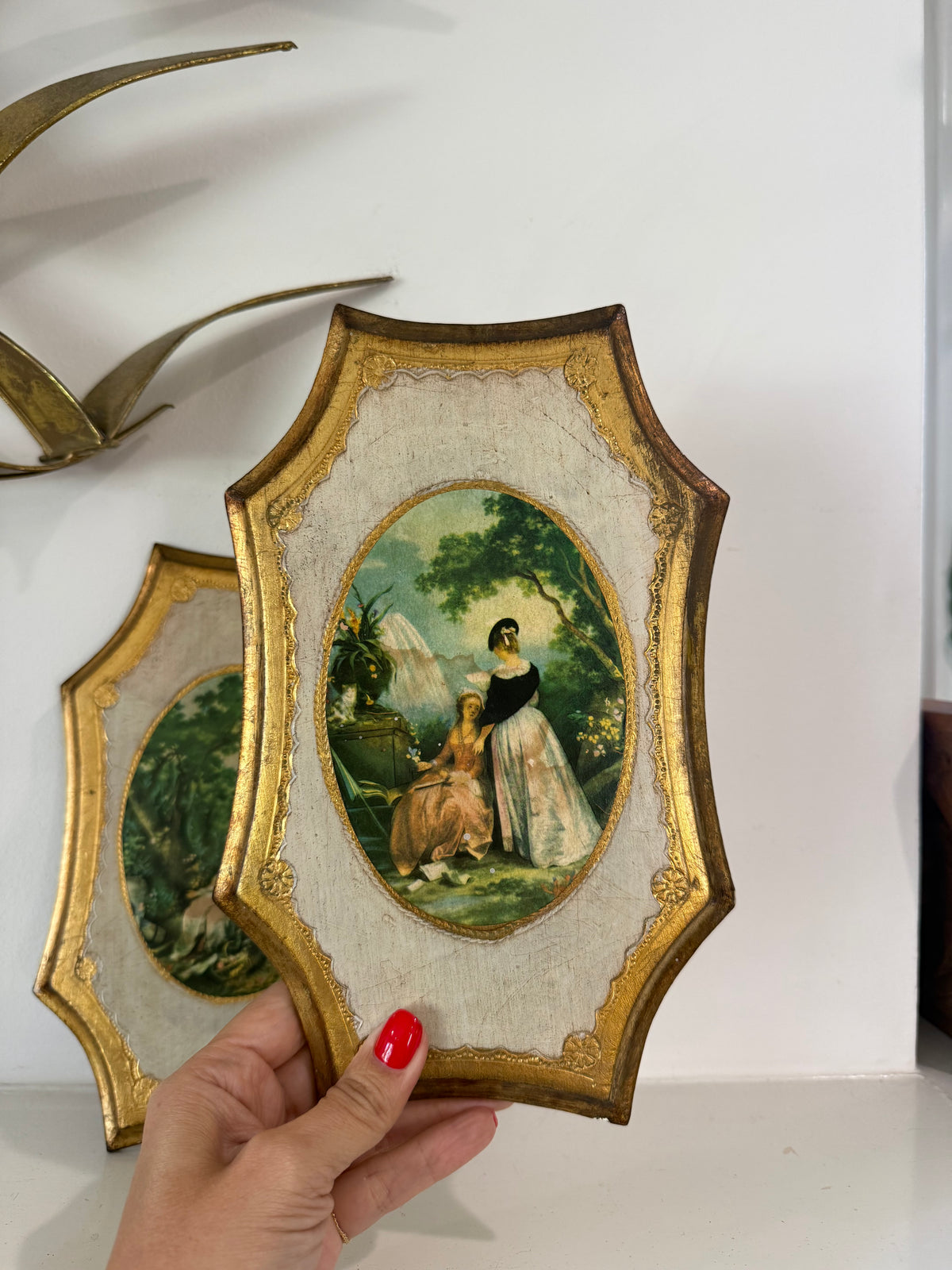 Pair of Vintage Italian Florentine-Style Wall Plaques