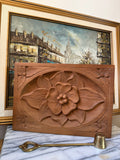 Vintage Hand-Carved Floral Wood Wall Plaque