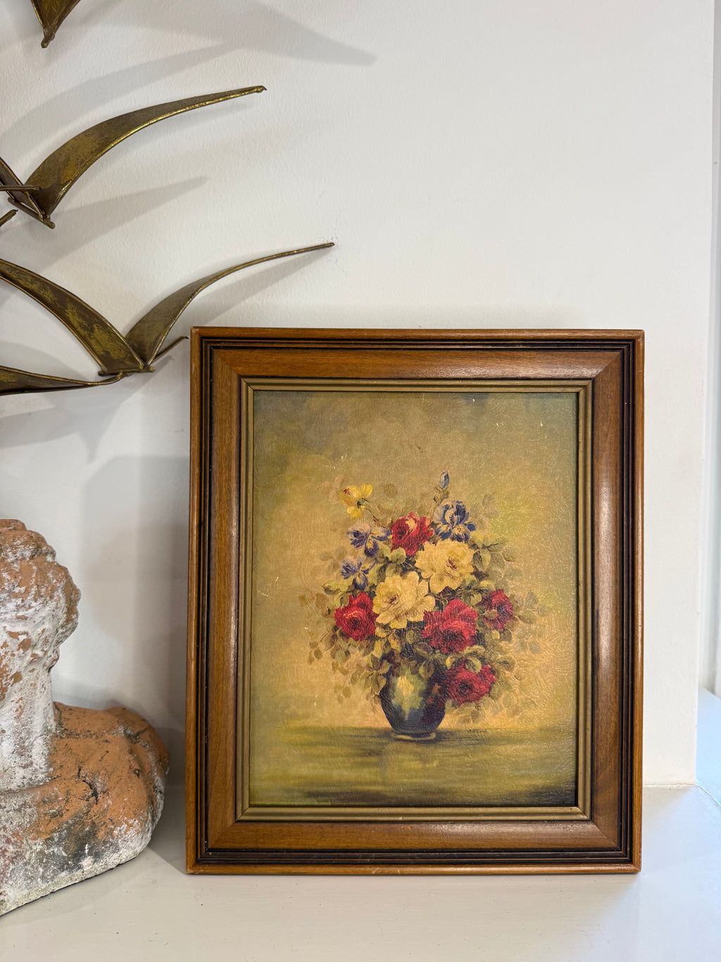 Vintage Floral Still-Life Oil Painting