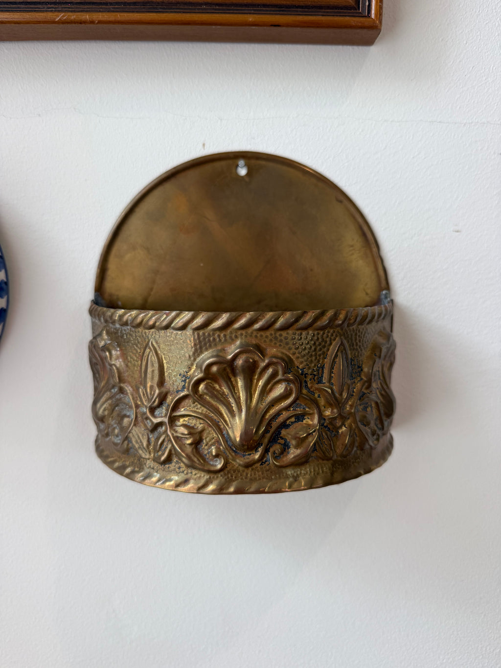 Vintage English Peerglo Brass Wall Pocket