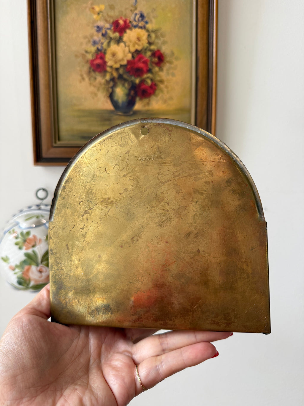 Vintage English Peerglo Brass Wall Pocket