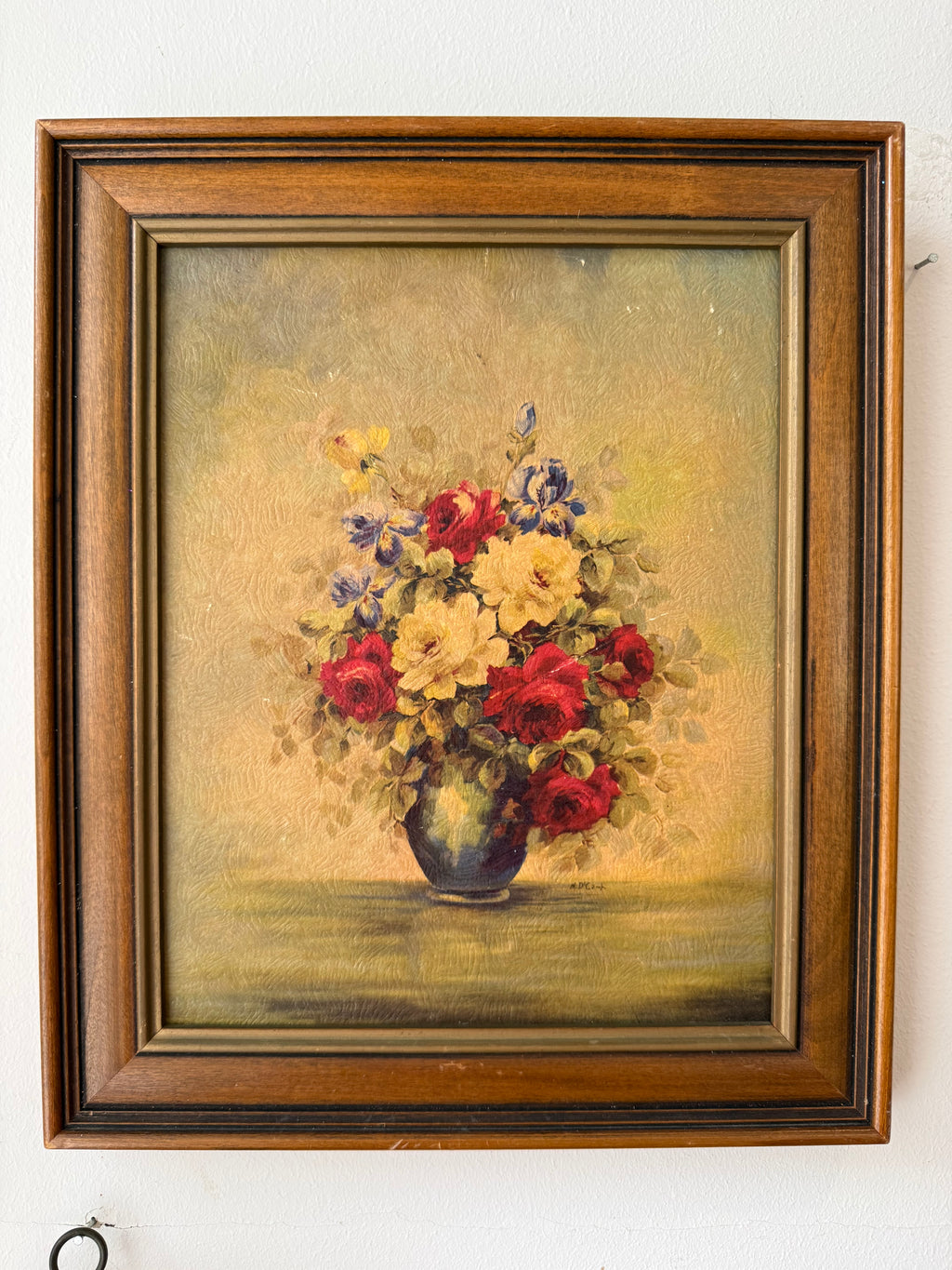 Vintage Floral Still-Life Oil Painting