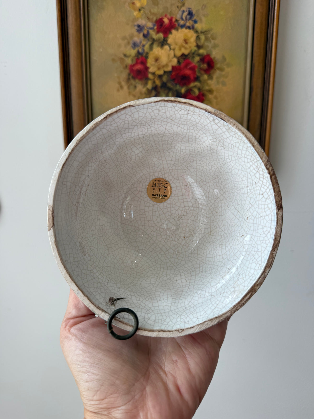 Vintage EBC Bassano Italian Floral Wall Pocket