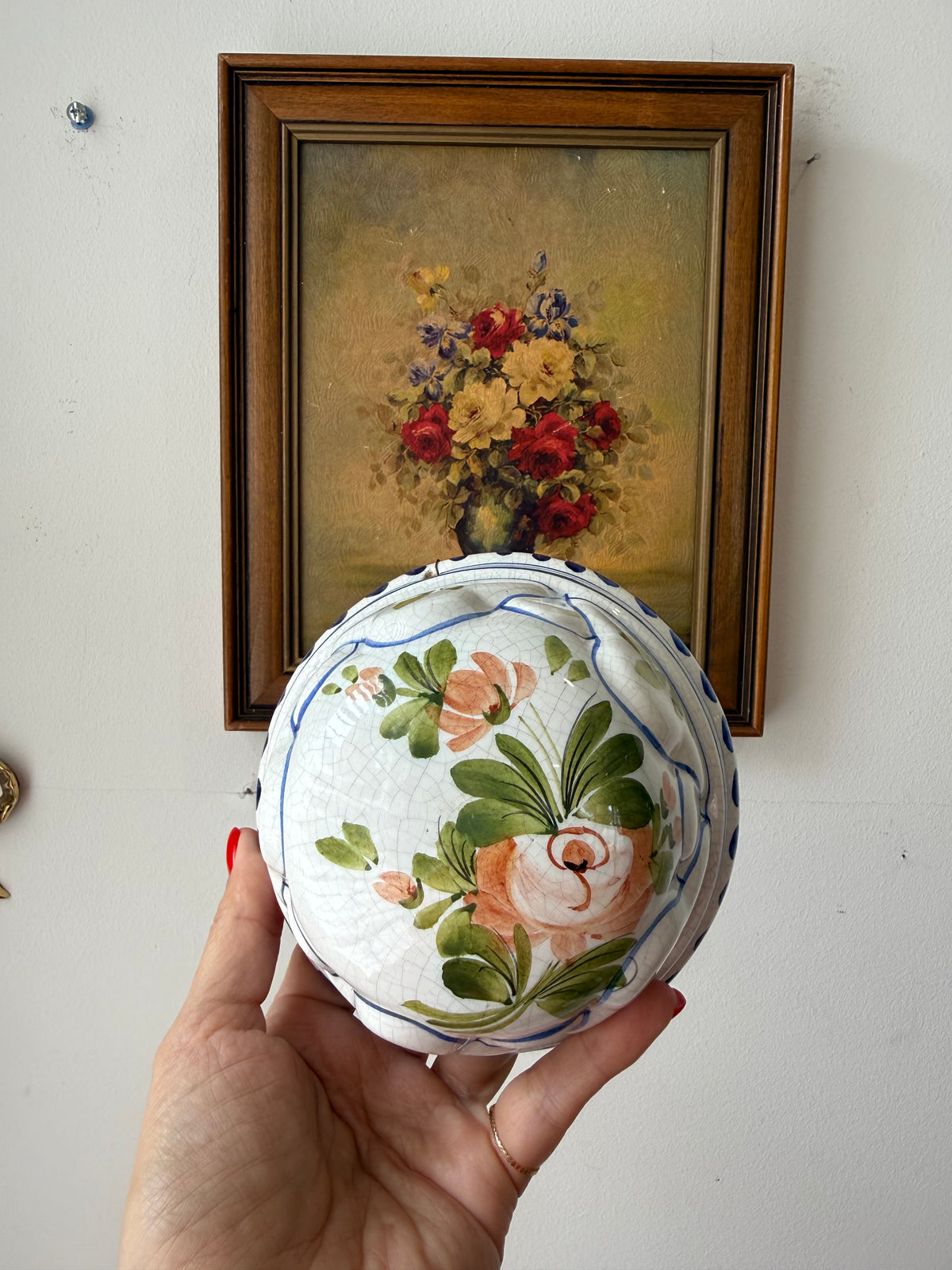 Vintage EBC Bassano Italian Floral Wall Pocket