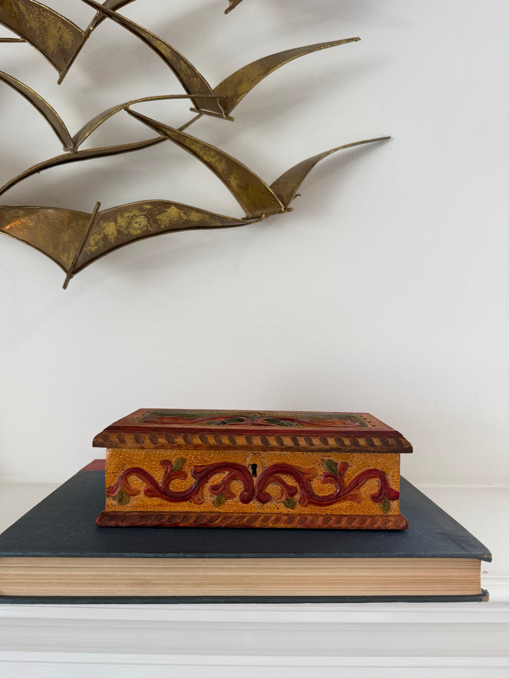 Vintage Hand-Carved Wooden Box