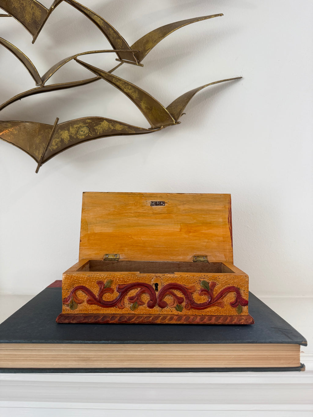 Vintage Hand-Carved Wooden Box
