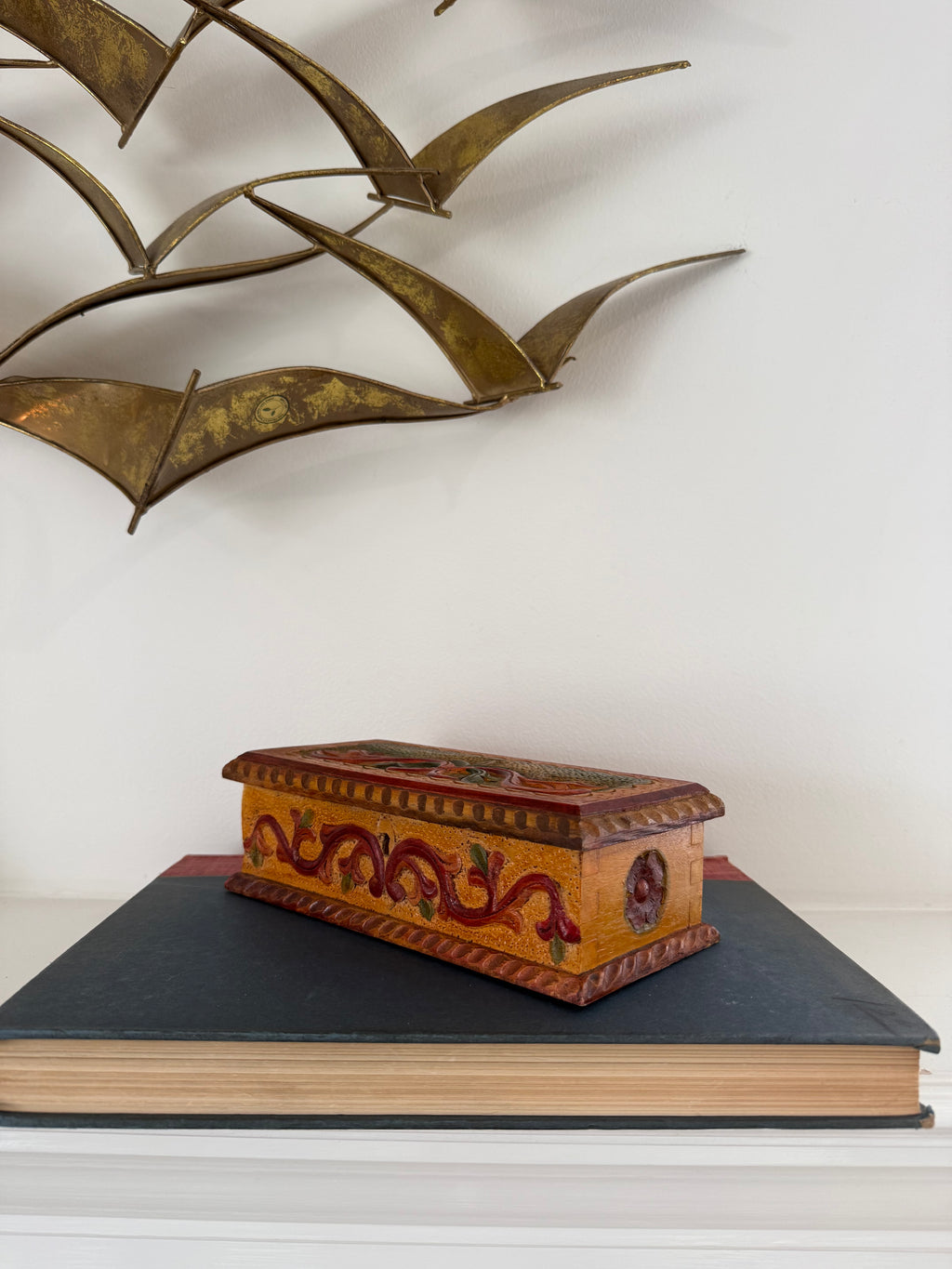 Vintage Hand-Carved Wooden Box