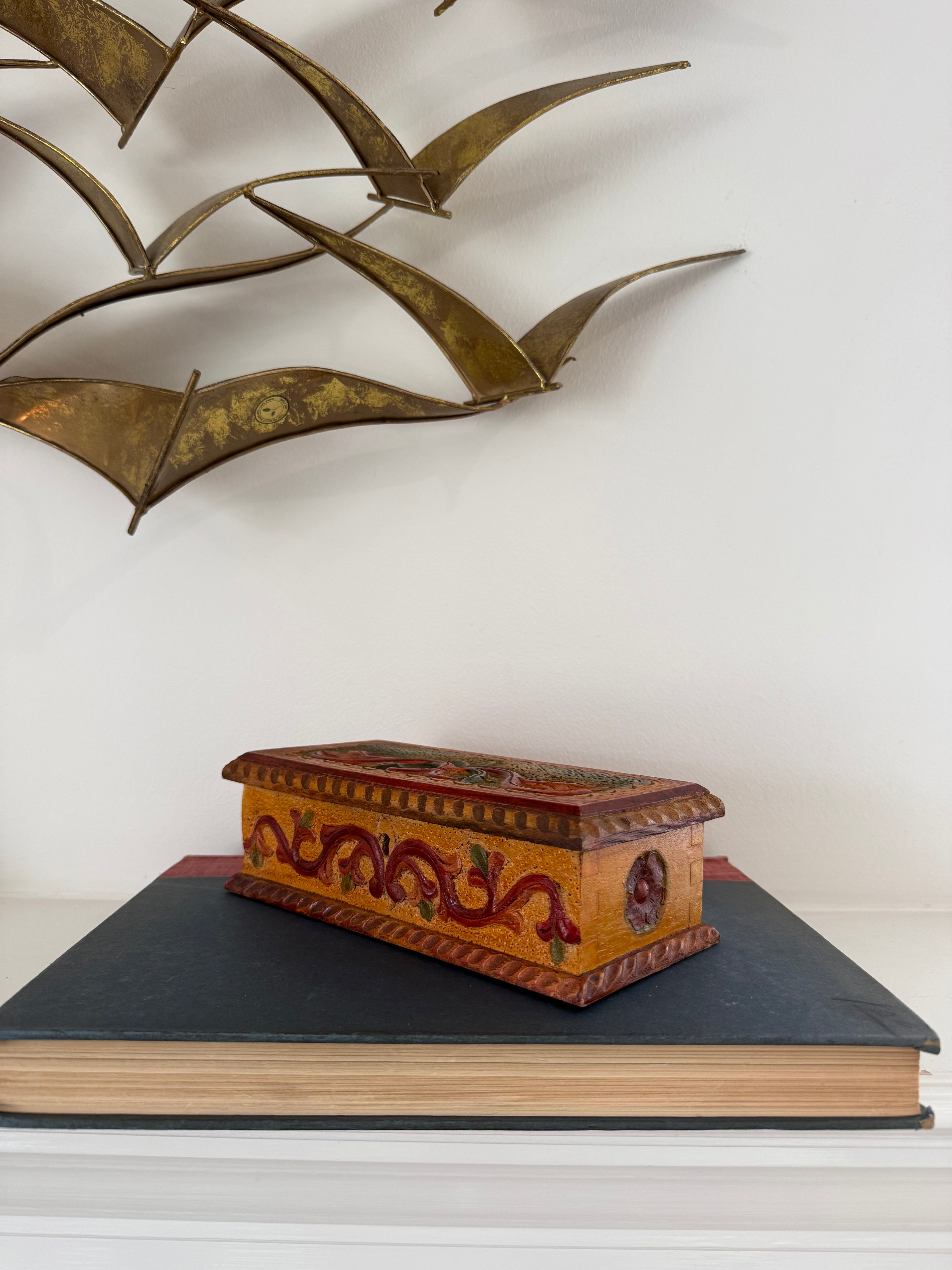 Vintage Hand-Carved Wooden Box