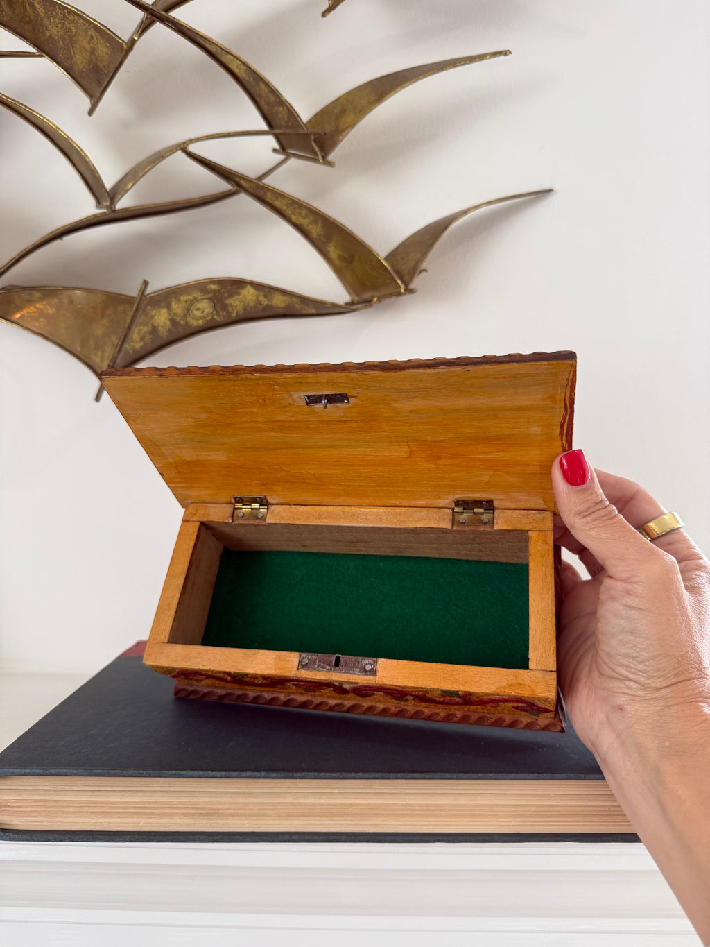 Vintage Hand-Carved Wooden Box