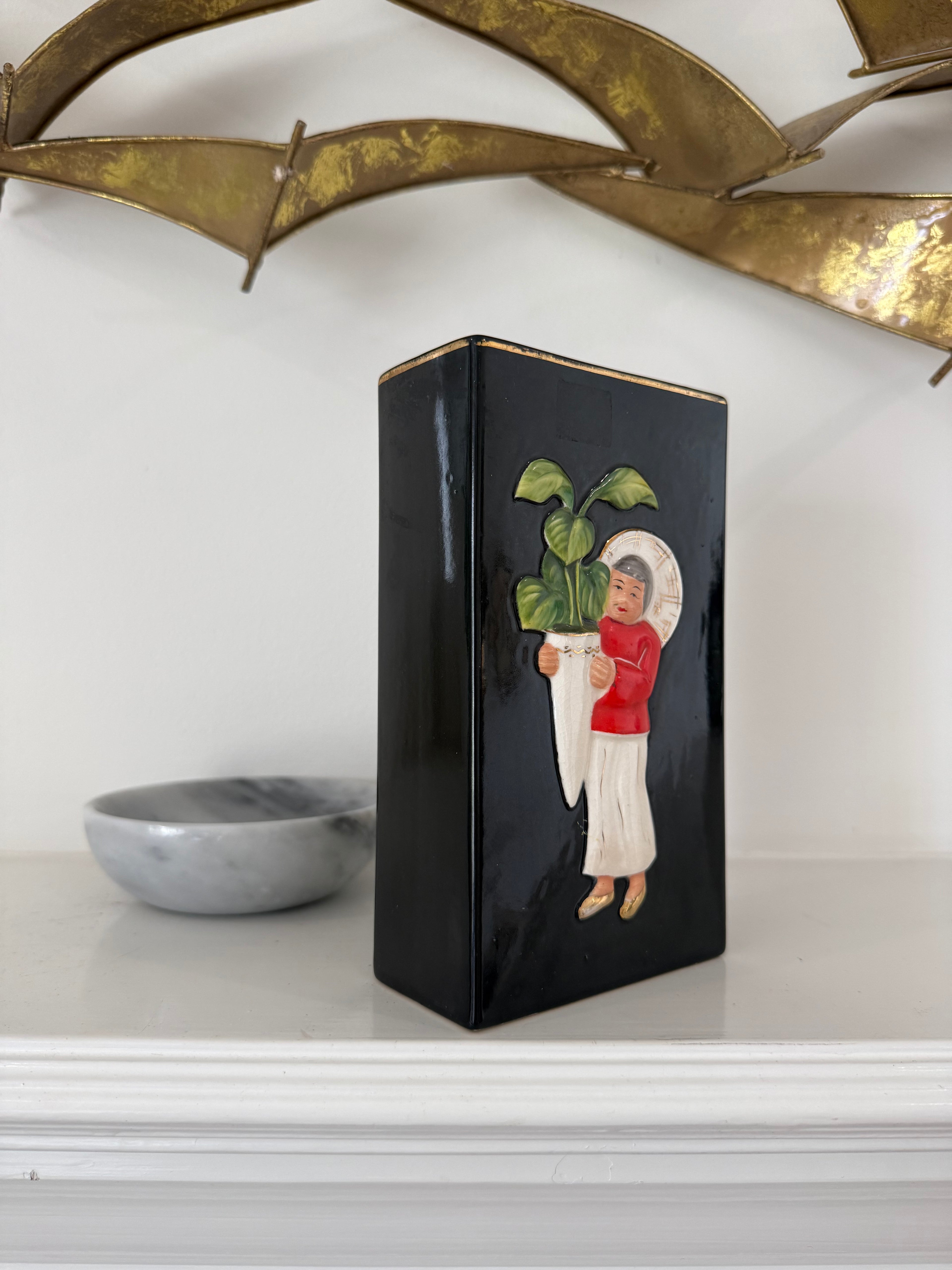 Vintage Chinoiserie Vase - Rare Hand Painted Japanese Piece from Occupied Japan Era