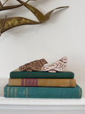 Vintage Hand-Carved Wooden Bird Stamps (Set of 2)