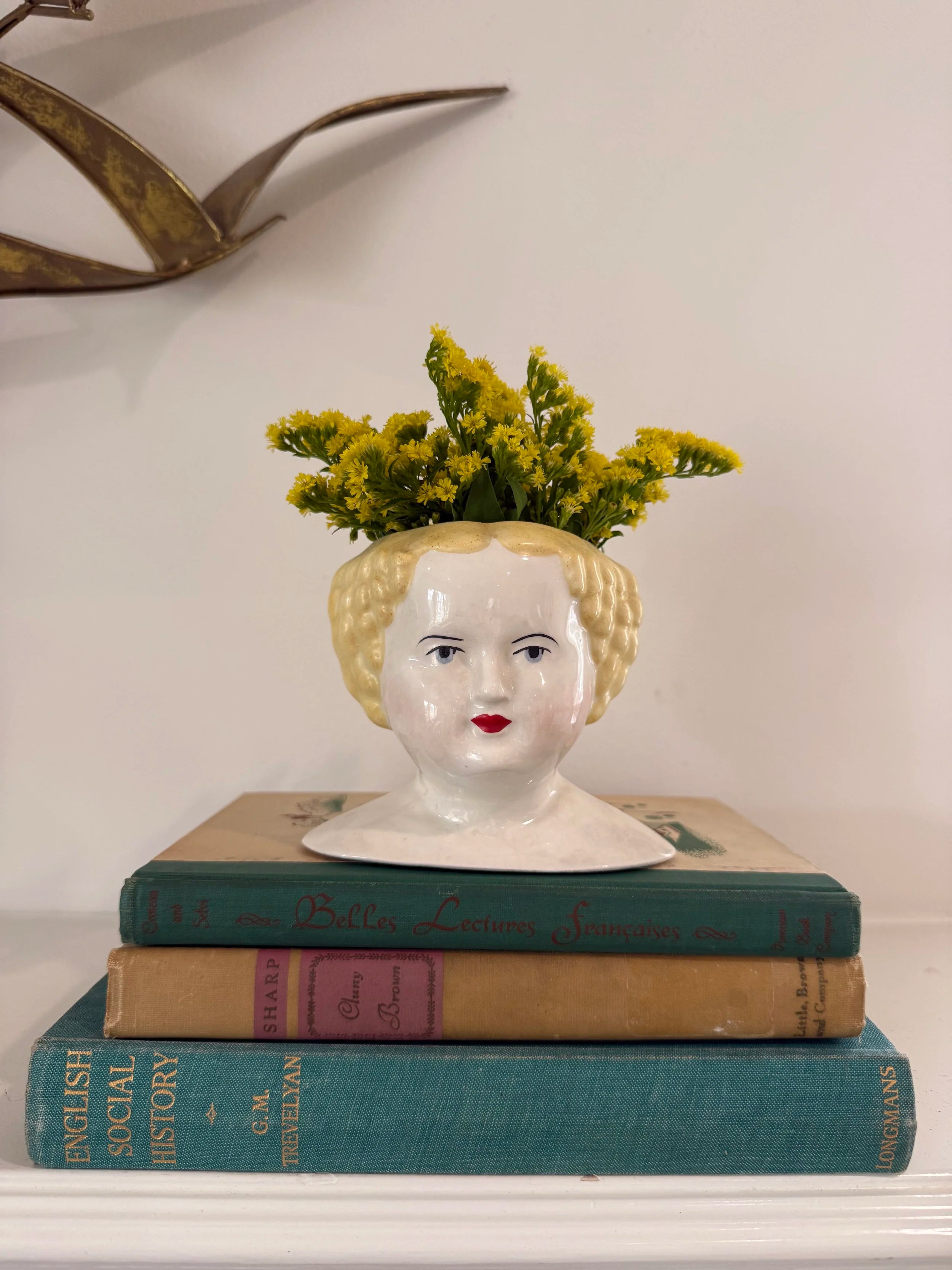 Vintage Lady Head Planter | Ceramic Head Vase