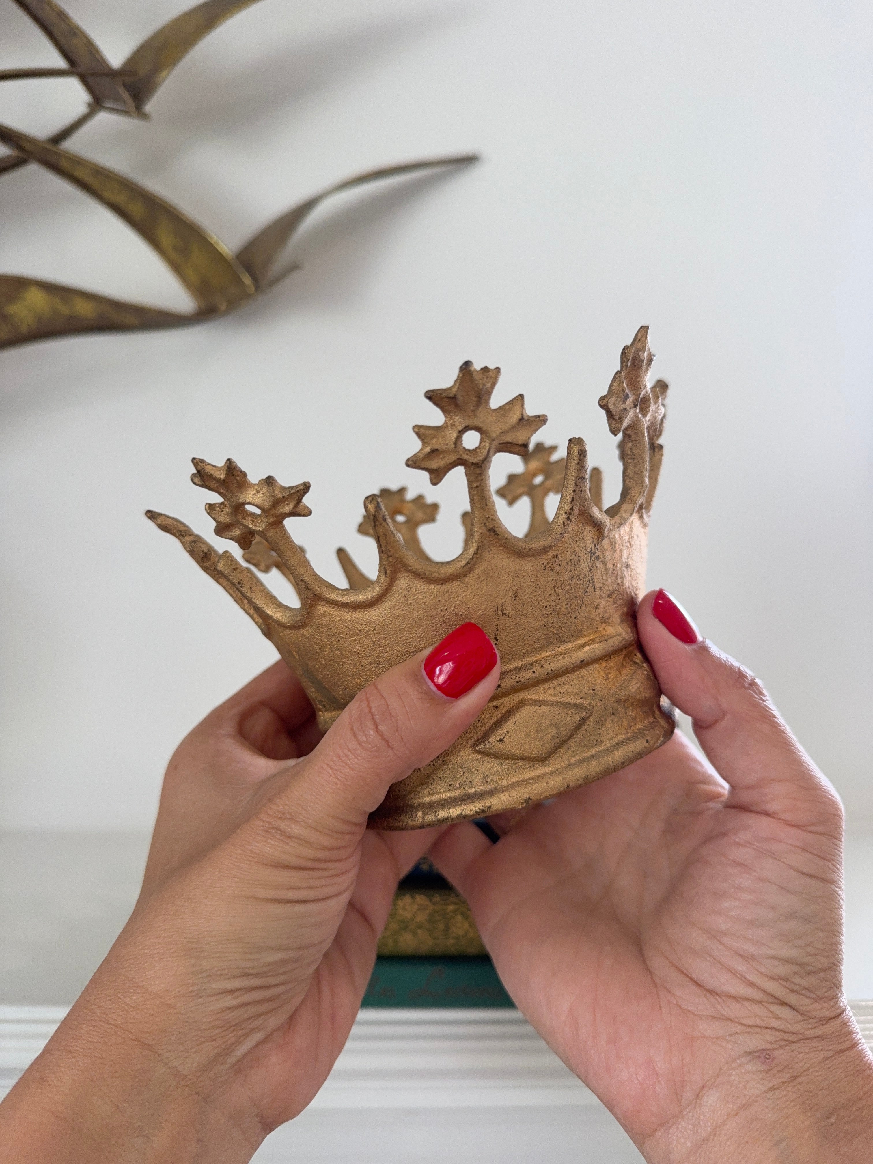Vintage Cast Iron Gold Crown