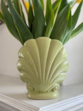 Vintage Pastel Green Scallop Seashell Flower Vase
