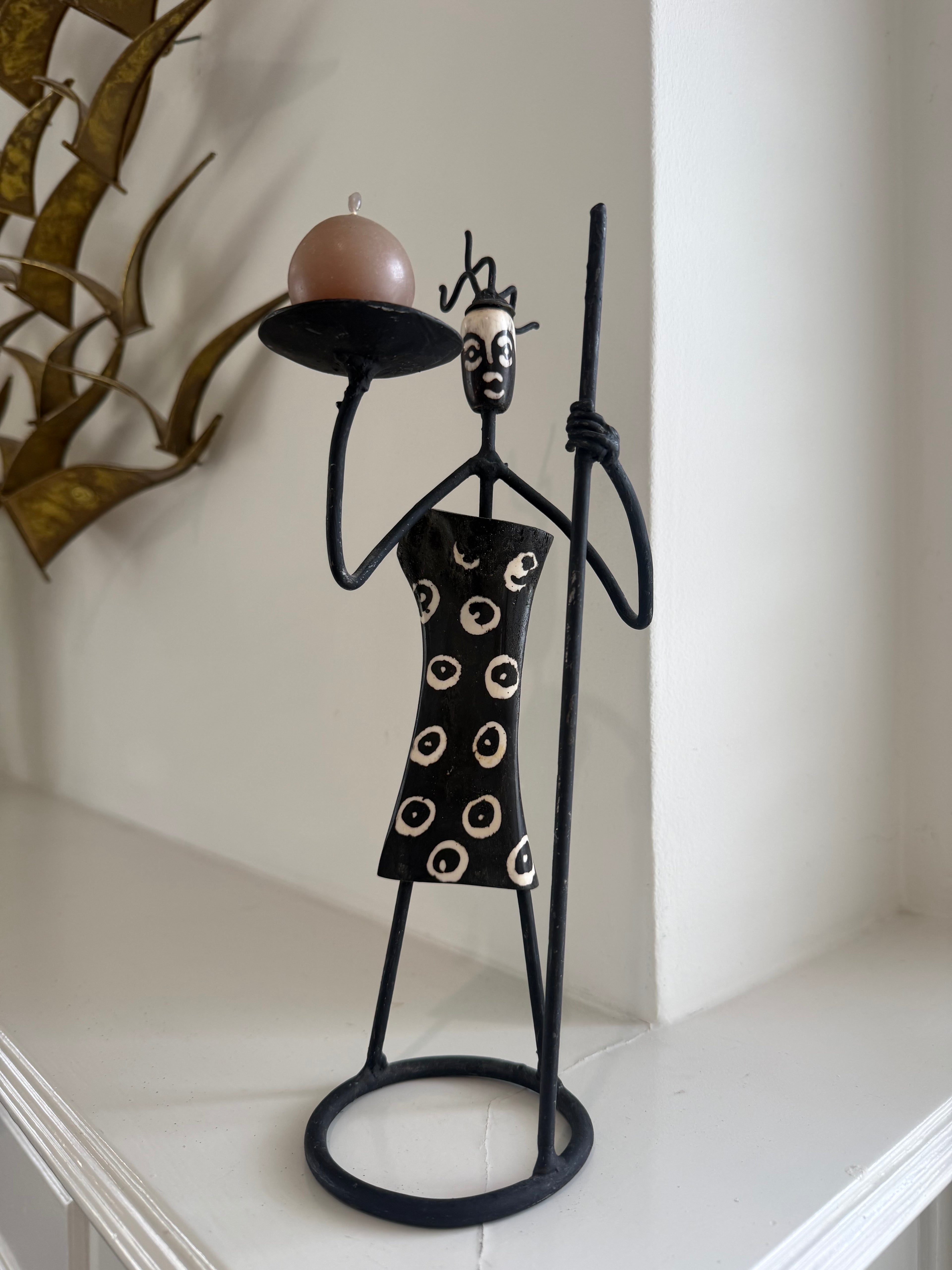 African Folk Art Candle Holder