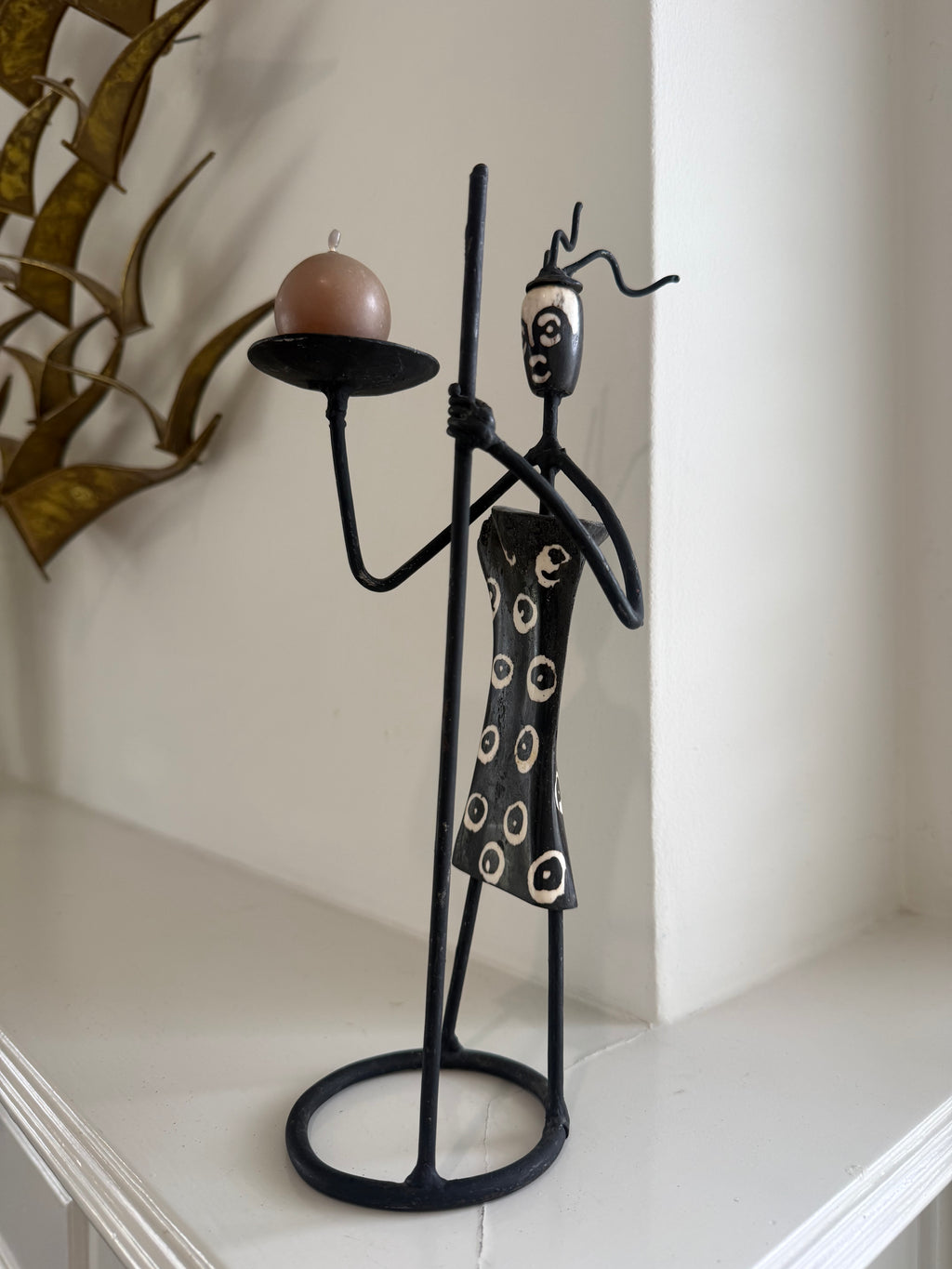 African Folk Art Candle Holder