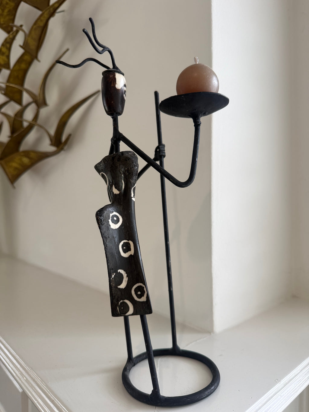 African Folk Art Candle Holder