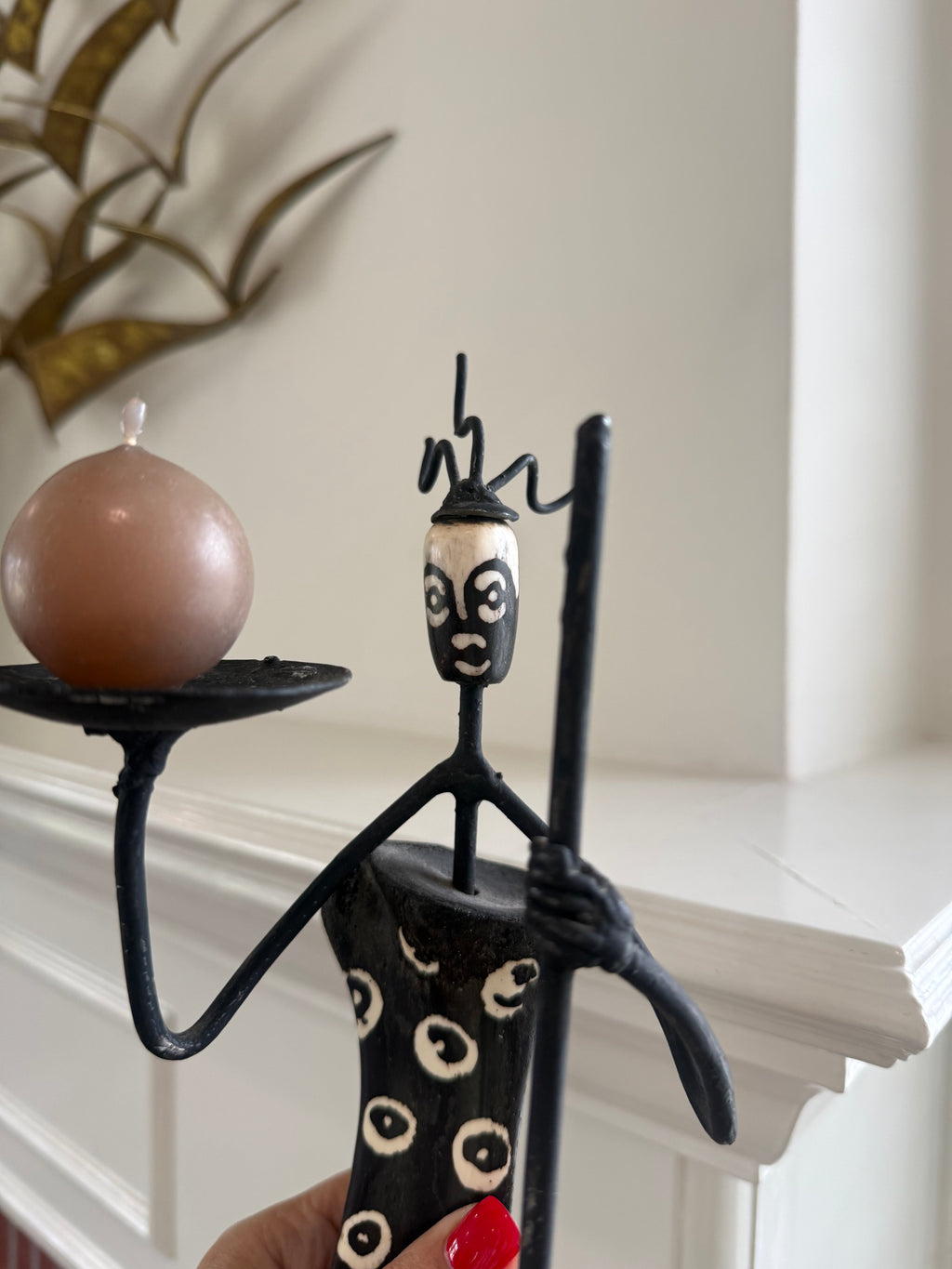 African Folk Art Candle Holder