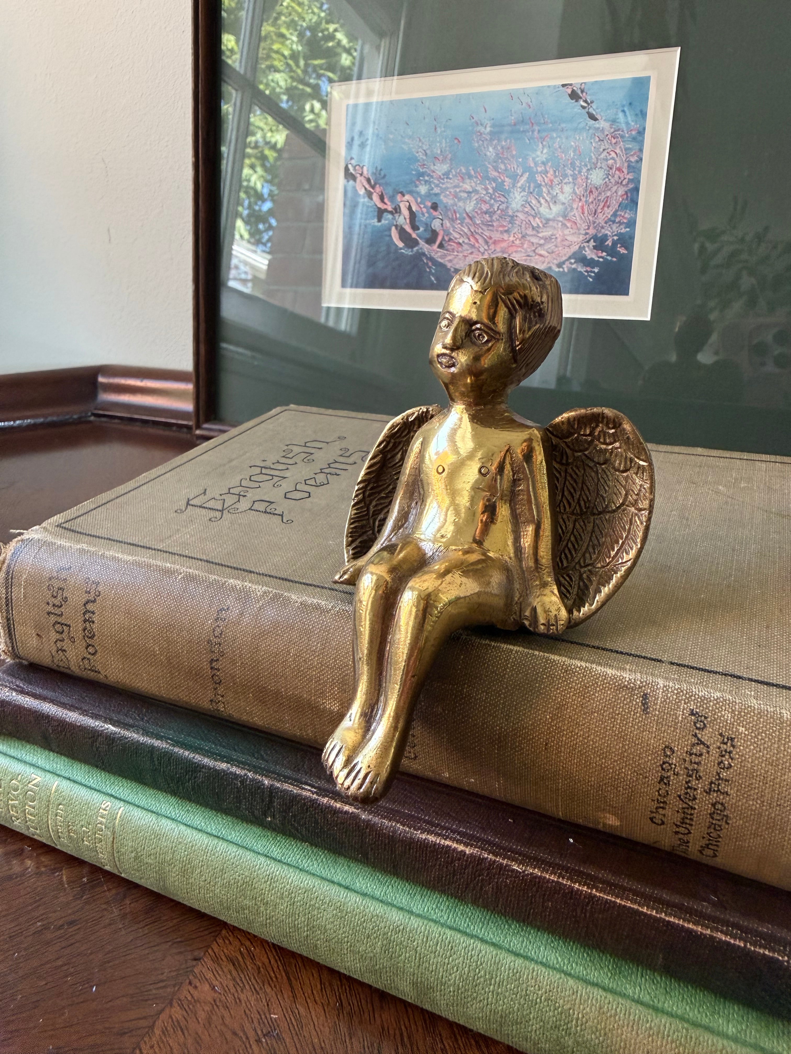 Vintage Brass Angel Shelf Sitter
