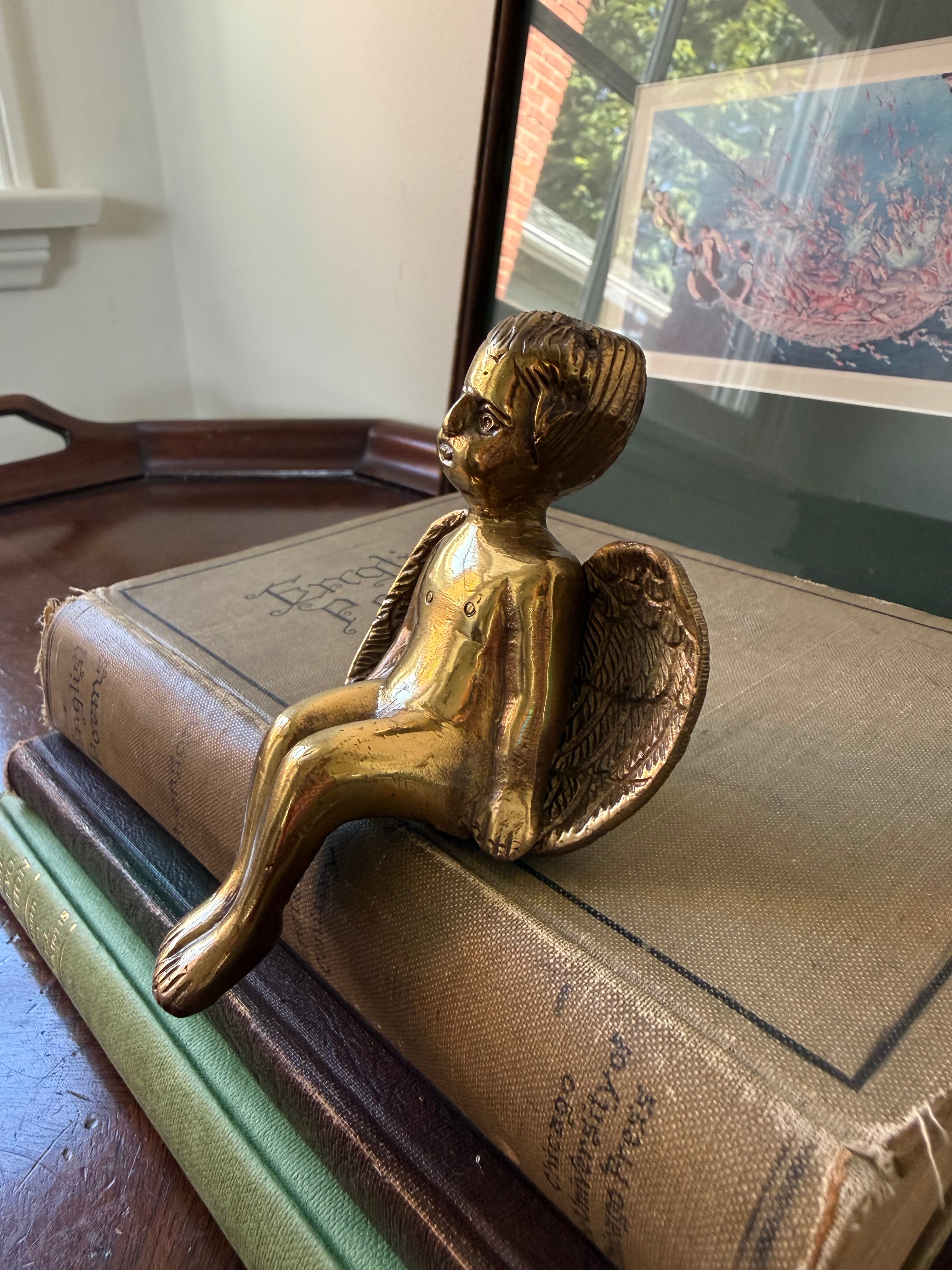 Vintage Brass Angel Shelf Sitter