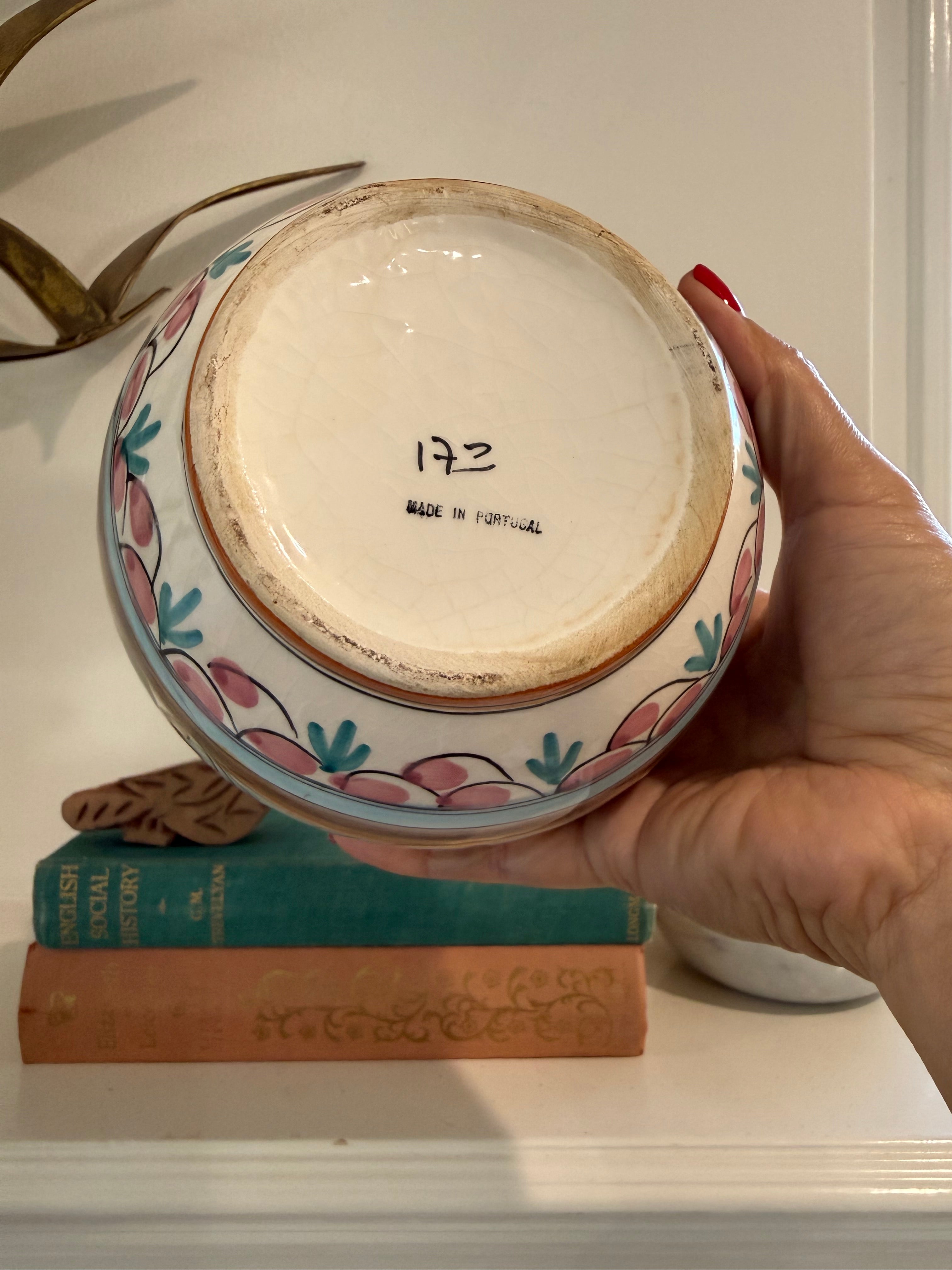 Vintage Hand-Painted Portuguese Ceramic Vase