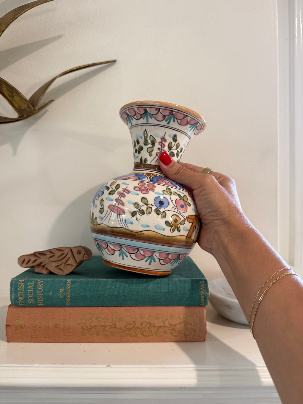 Vintage Hand-Painted Portuguese Ceramic Vase