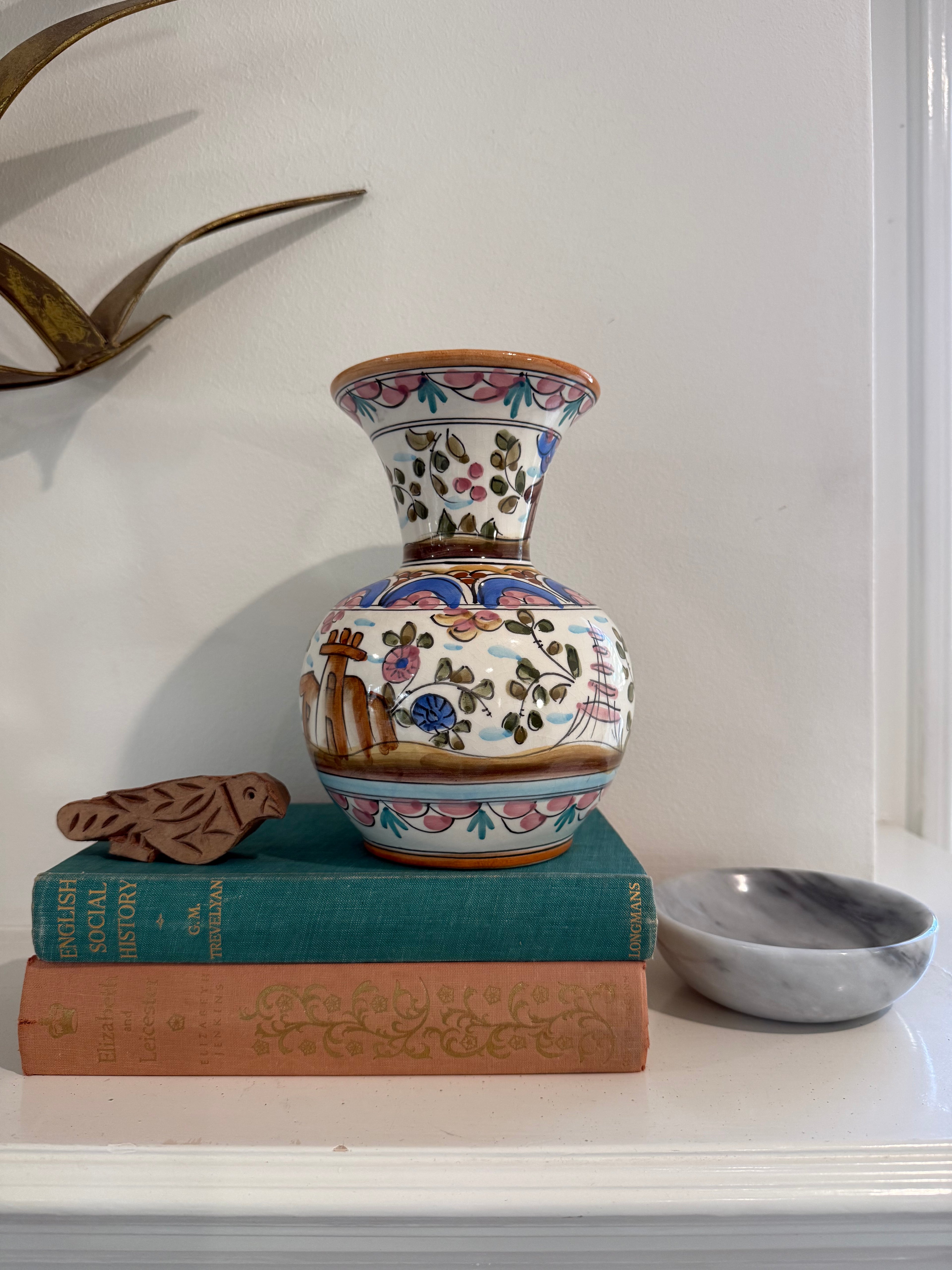 Vintage Hand-Painted Portuguese Ceramic Vase