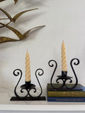 Vintage Wrought Iron Candlestick Holders (Pair)