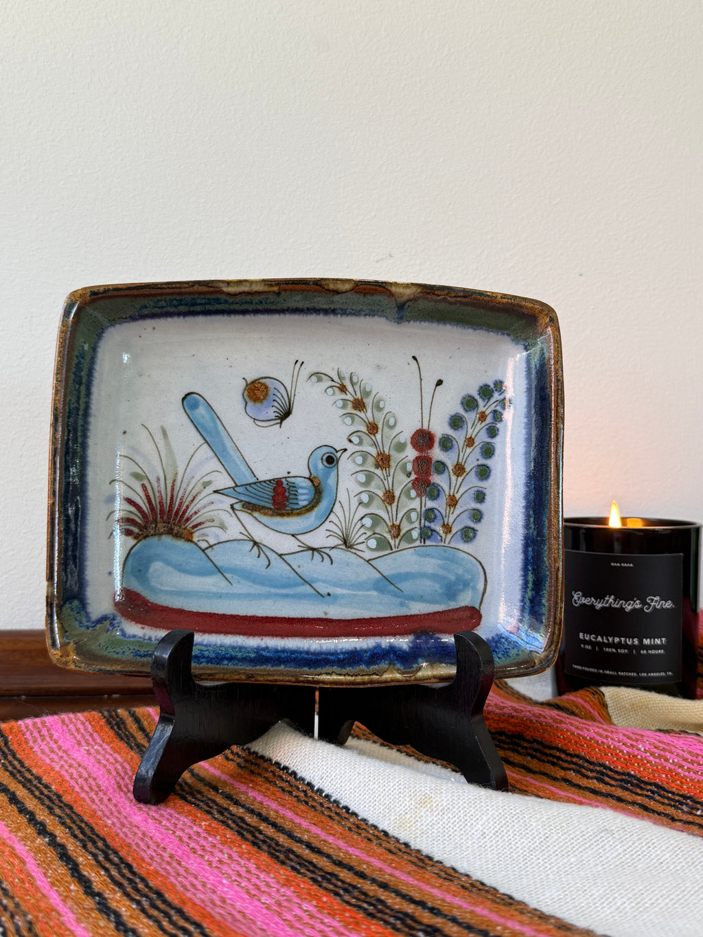 Vintage Ken Edwards Pottery Bird Tray | Tonalá, Mexico