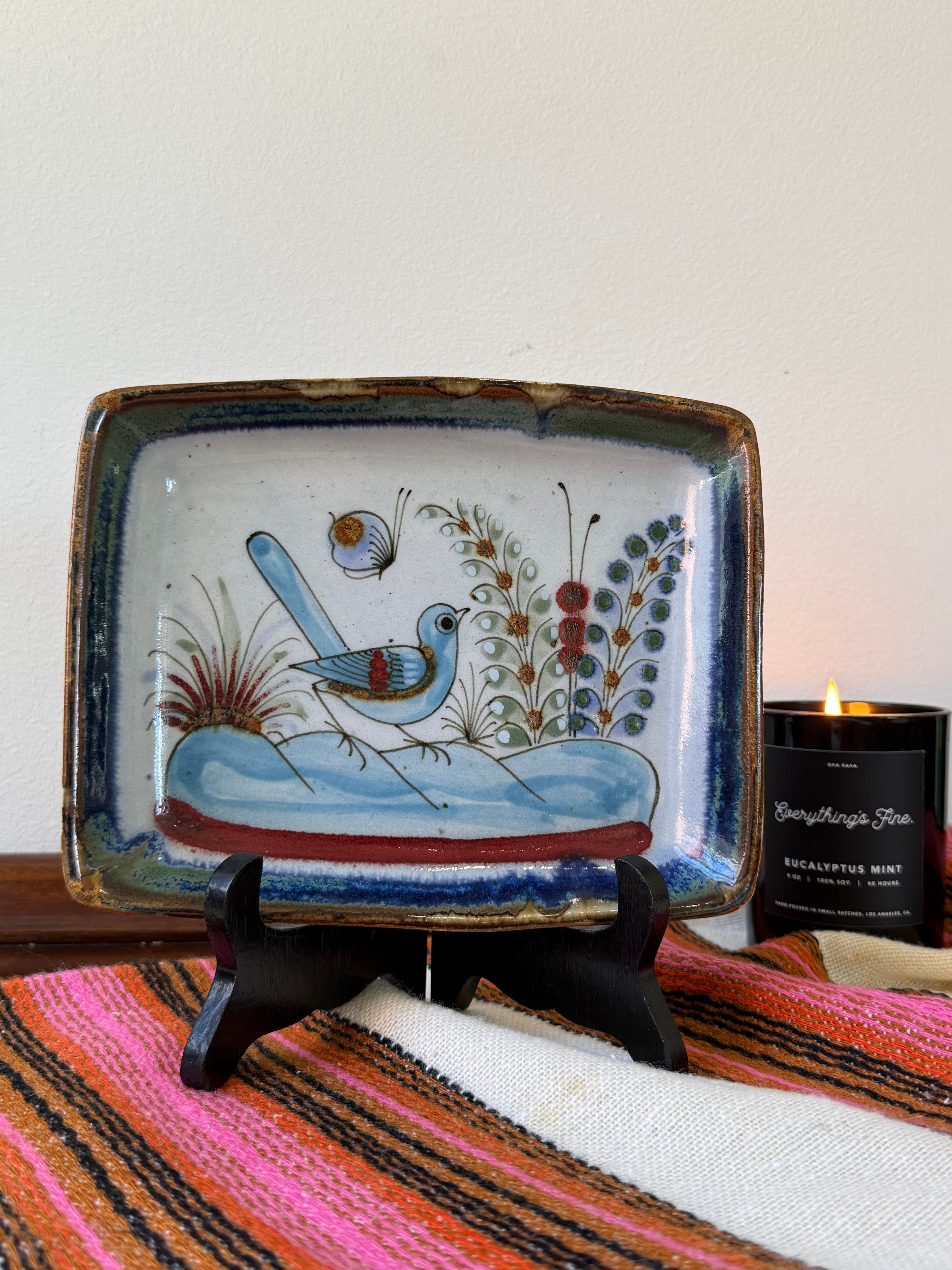 Vintage Ken Edwards Pottery Bird Tray | Tonalá, Mexico
