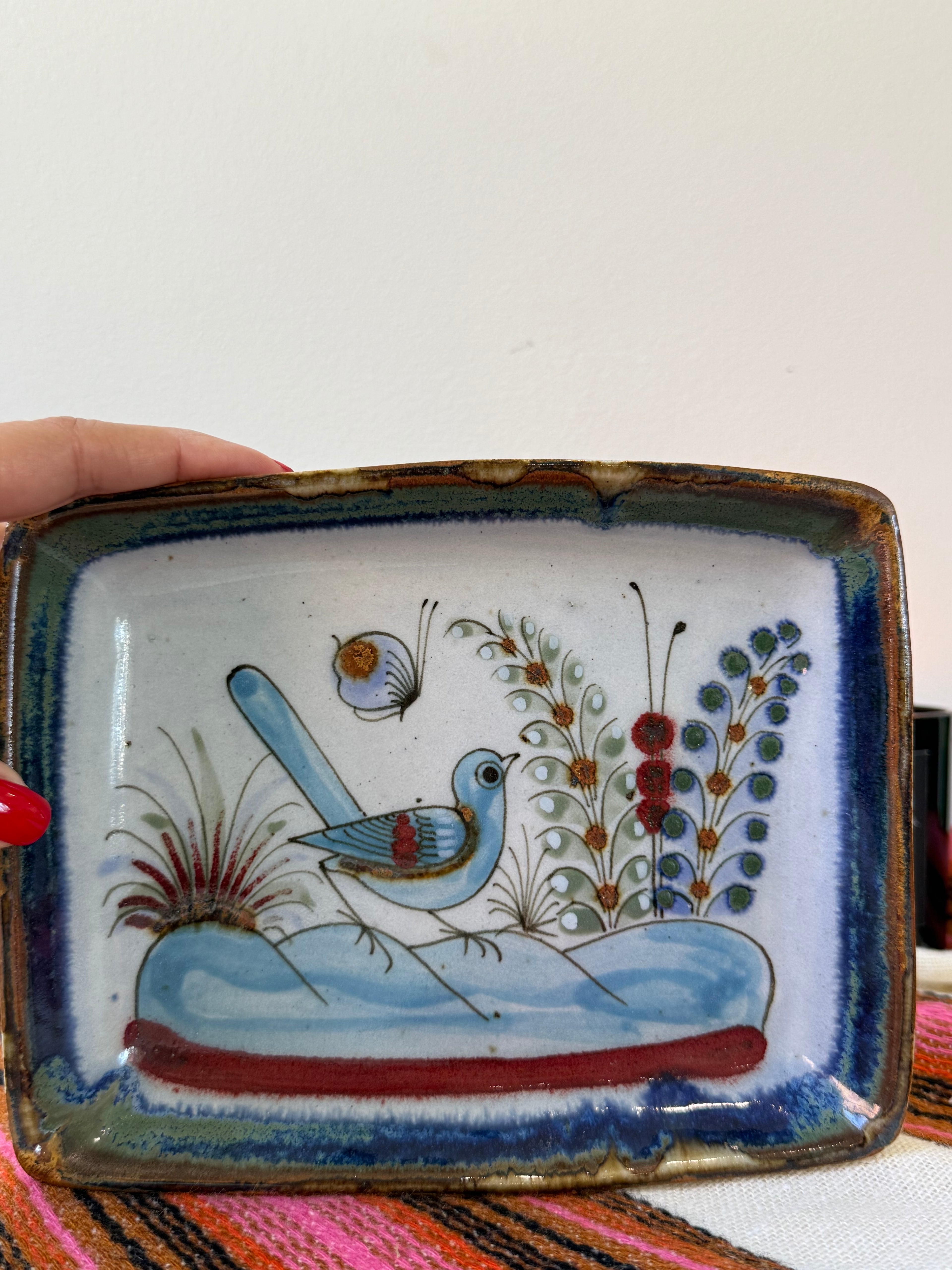 Vintage Ken Edwards Pottery Bird Tray | Tonalá, Mexico