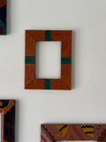 Rustic Leather Photo Frame | Terracotta & Green Two-Tone Design