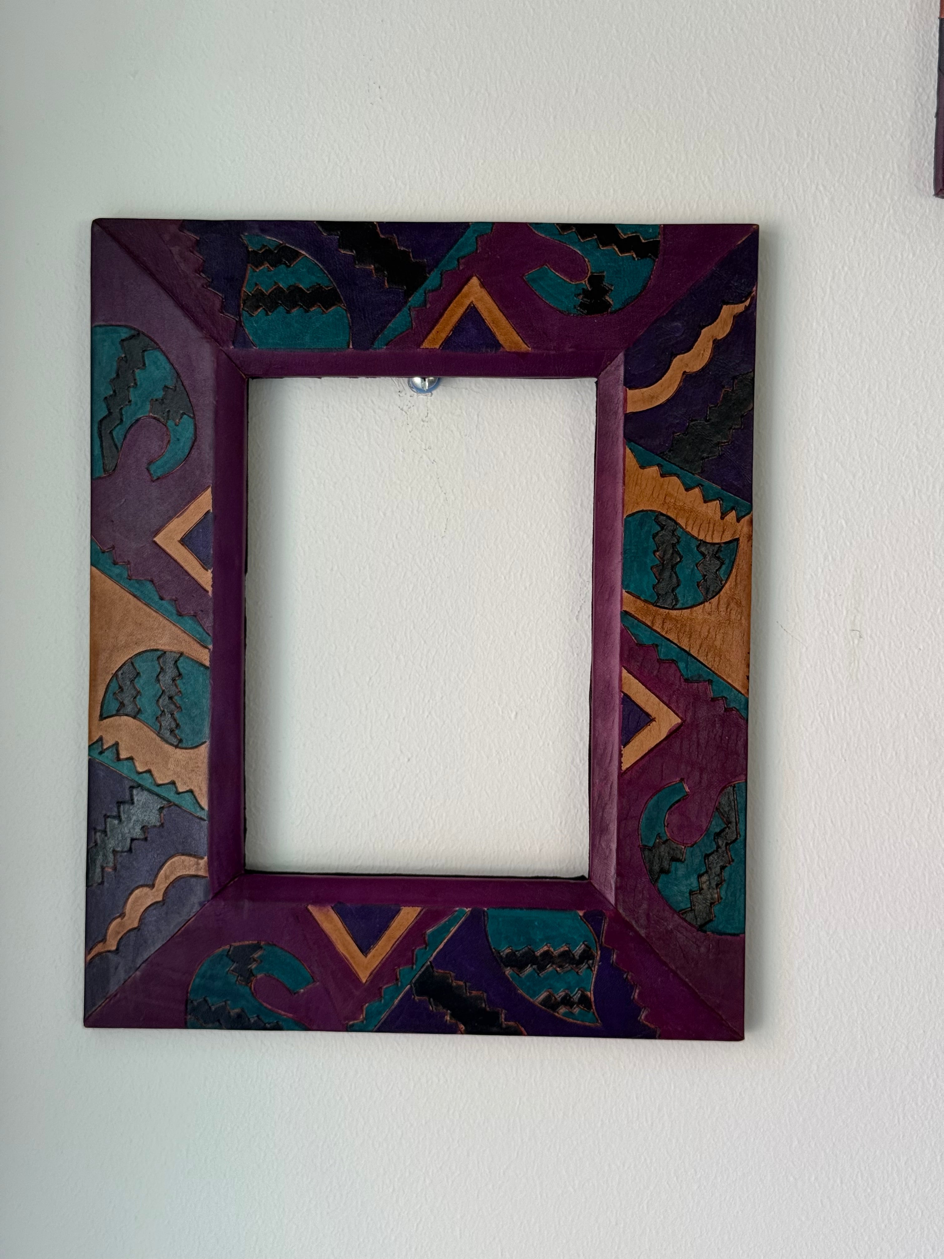 Vintage Southwestern Hand-Painted Picture Frame