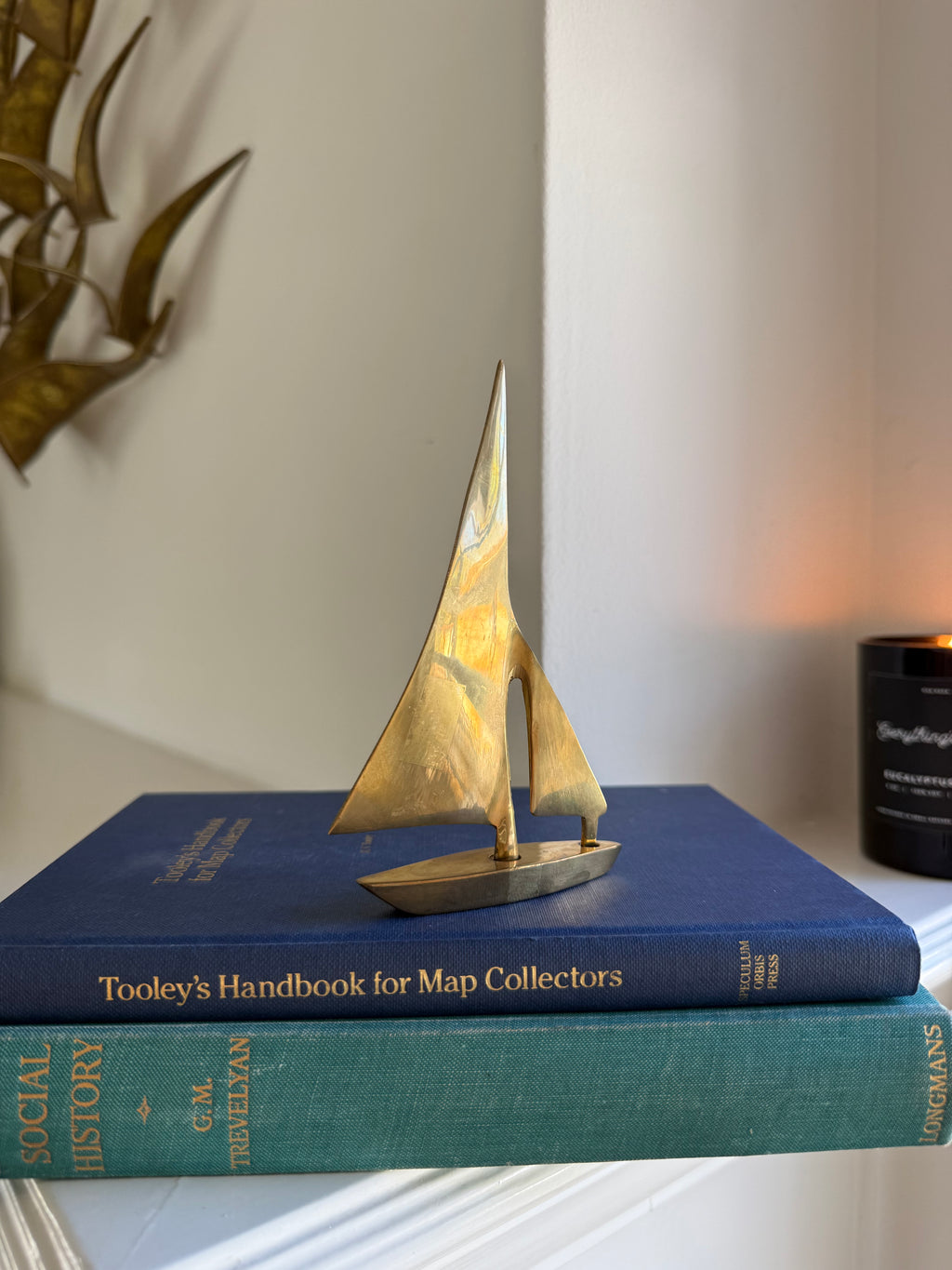 Vintage Brass Sailboat Paperweight