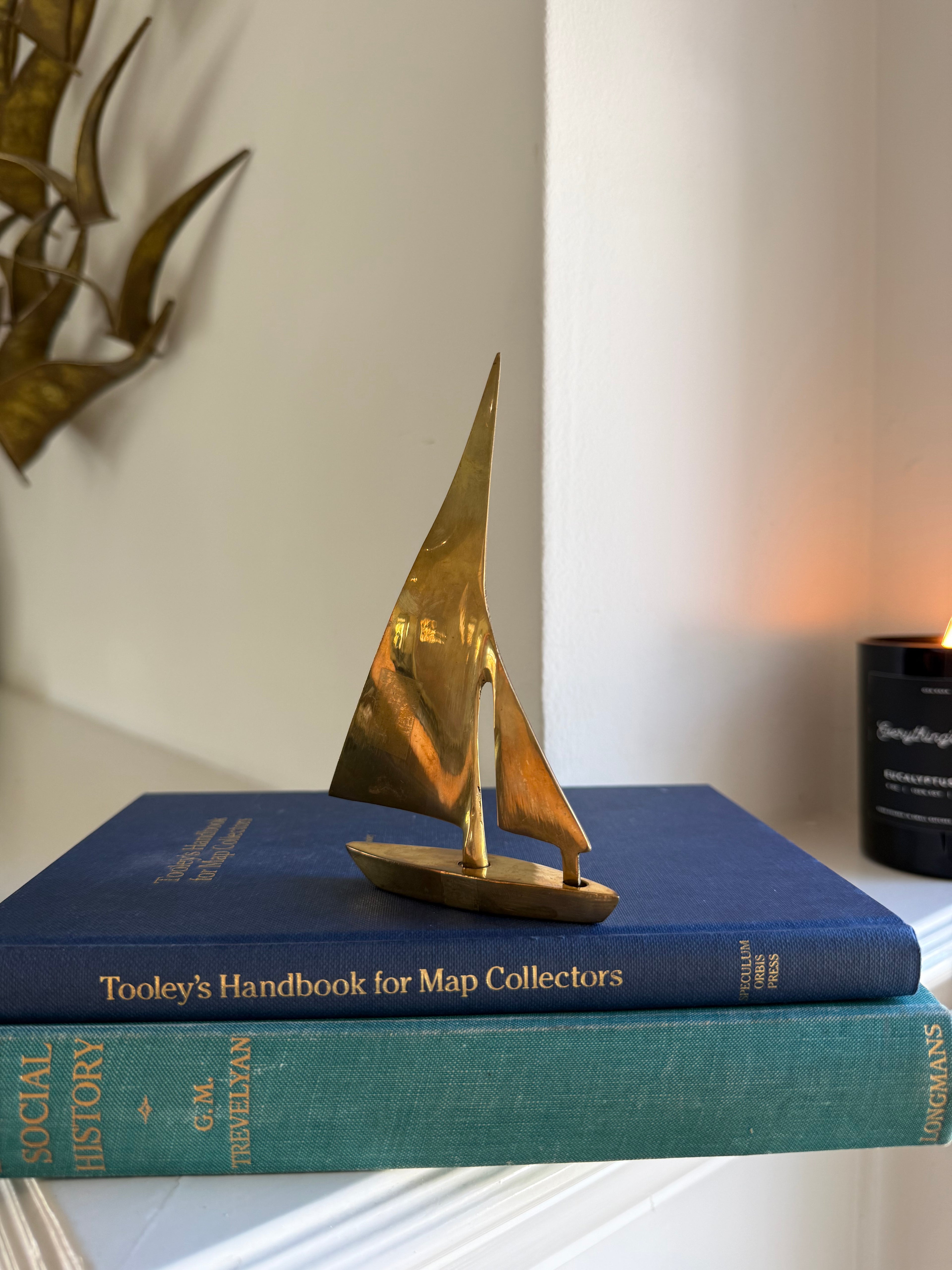 Vintage Brass Sailboat Paperweight