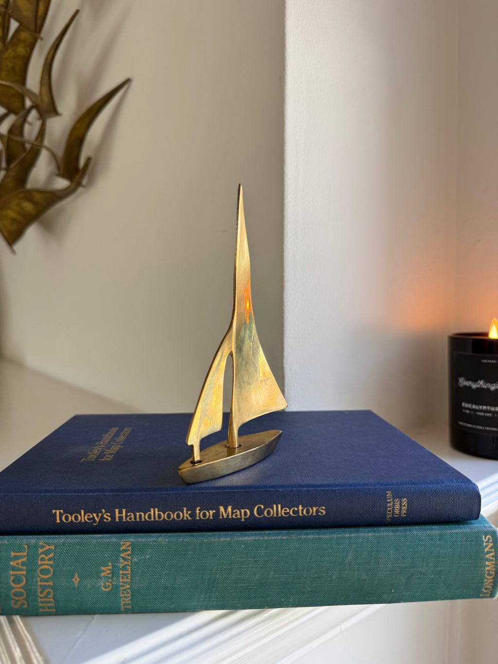 Vintage Brass Sailboat Paperweight