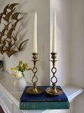 Vintage Brass Candlestick Holders with Infinity Twisted Stem | Set of 2