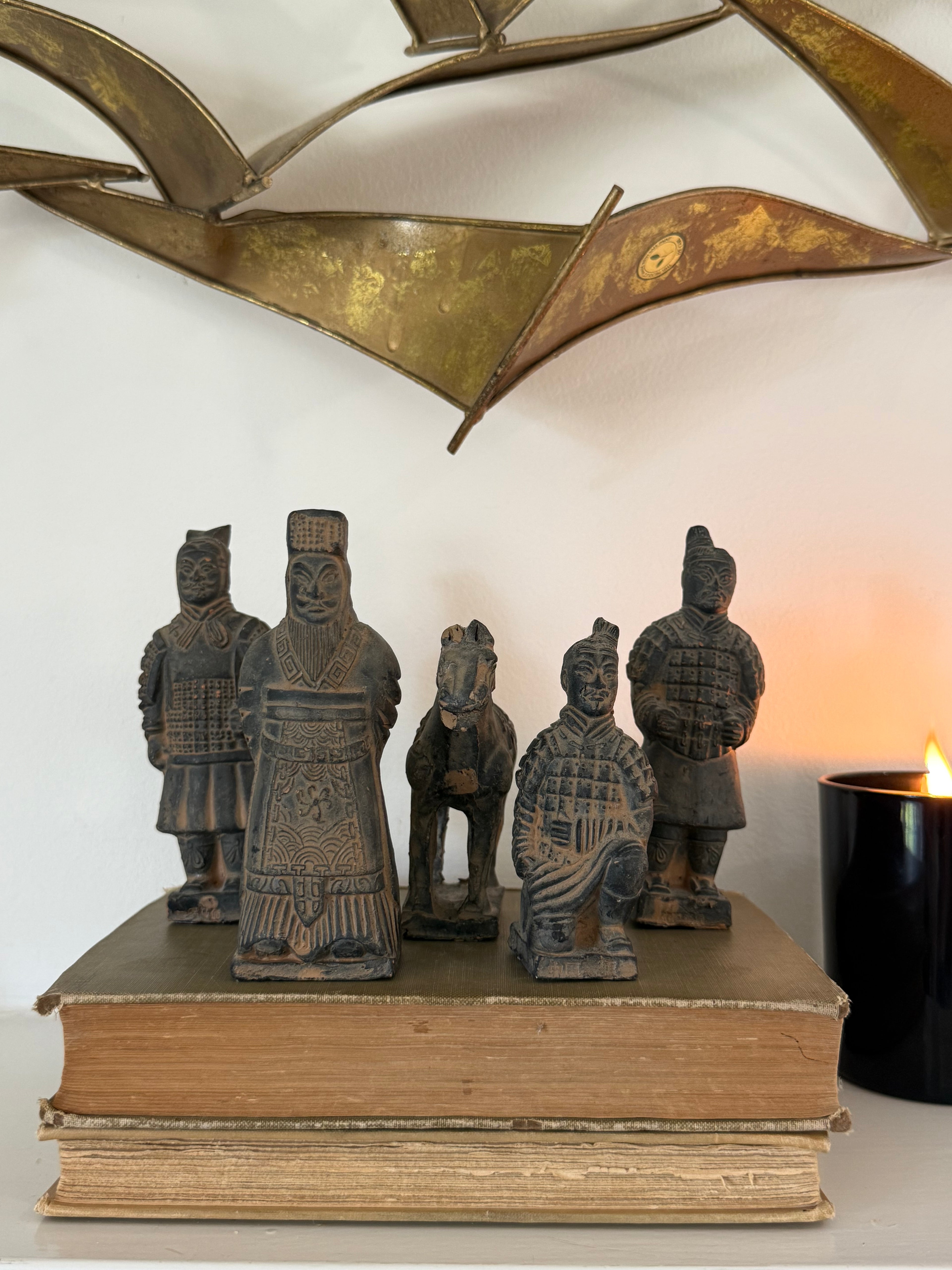 Set of 5 Terracotta Warrior & Horse Figurines | Qin Dynasty Inspired Collection
