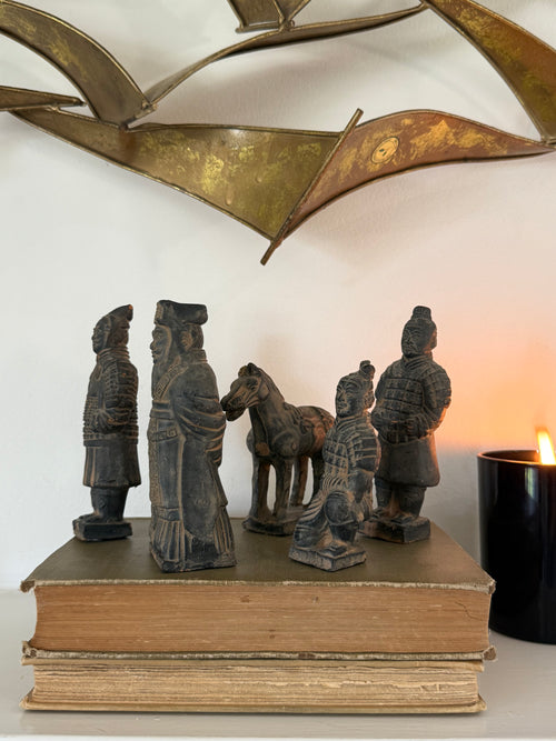 Set of 5 Terracotta Warrior & Horse Figurines | Qin Dynasty Inspired Collection