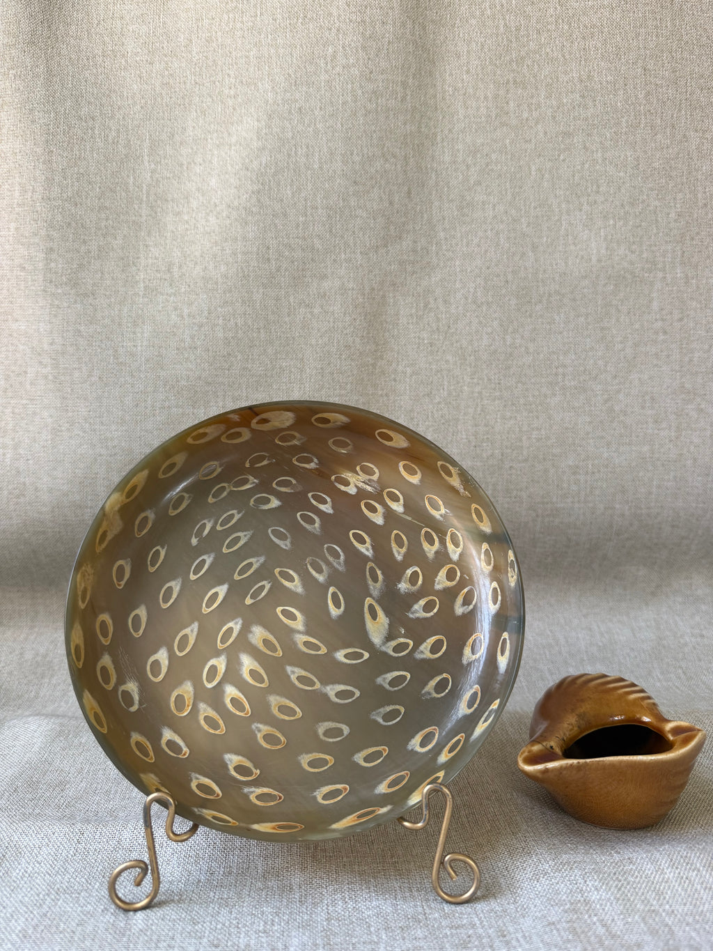 Be Home Peacock Horn Side Plate 7.5" (organic materials, artisan craftsmanship)
